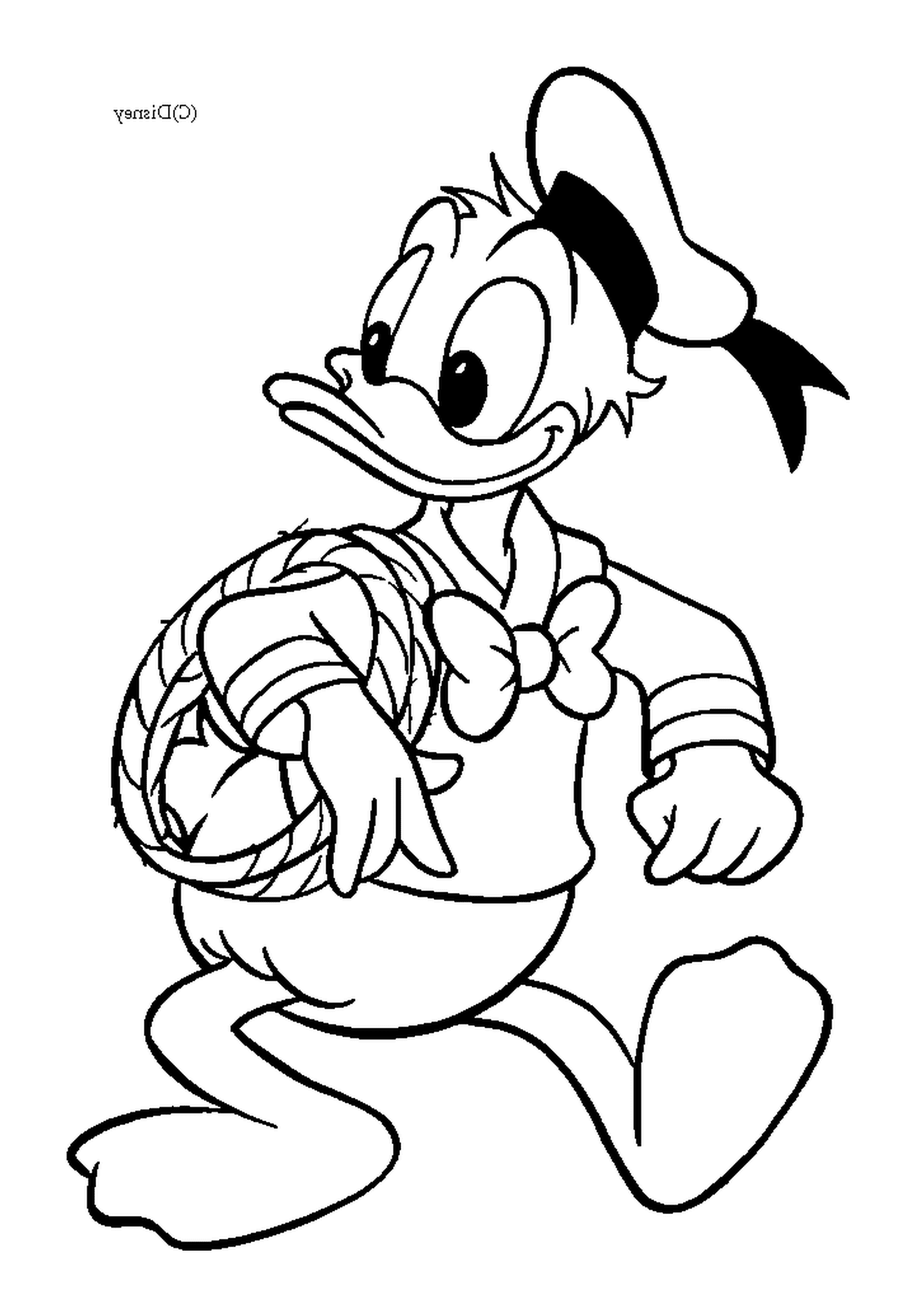  Donald holds a rope with determination 