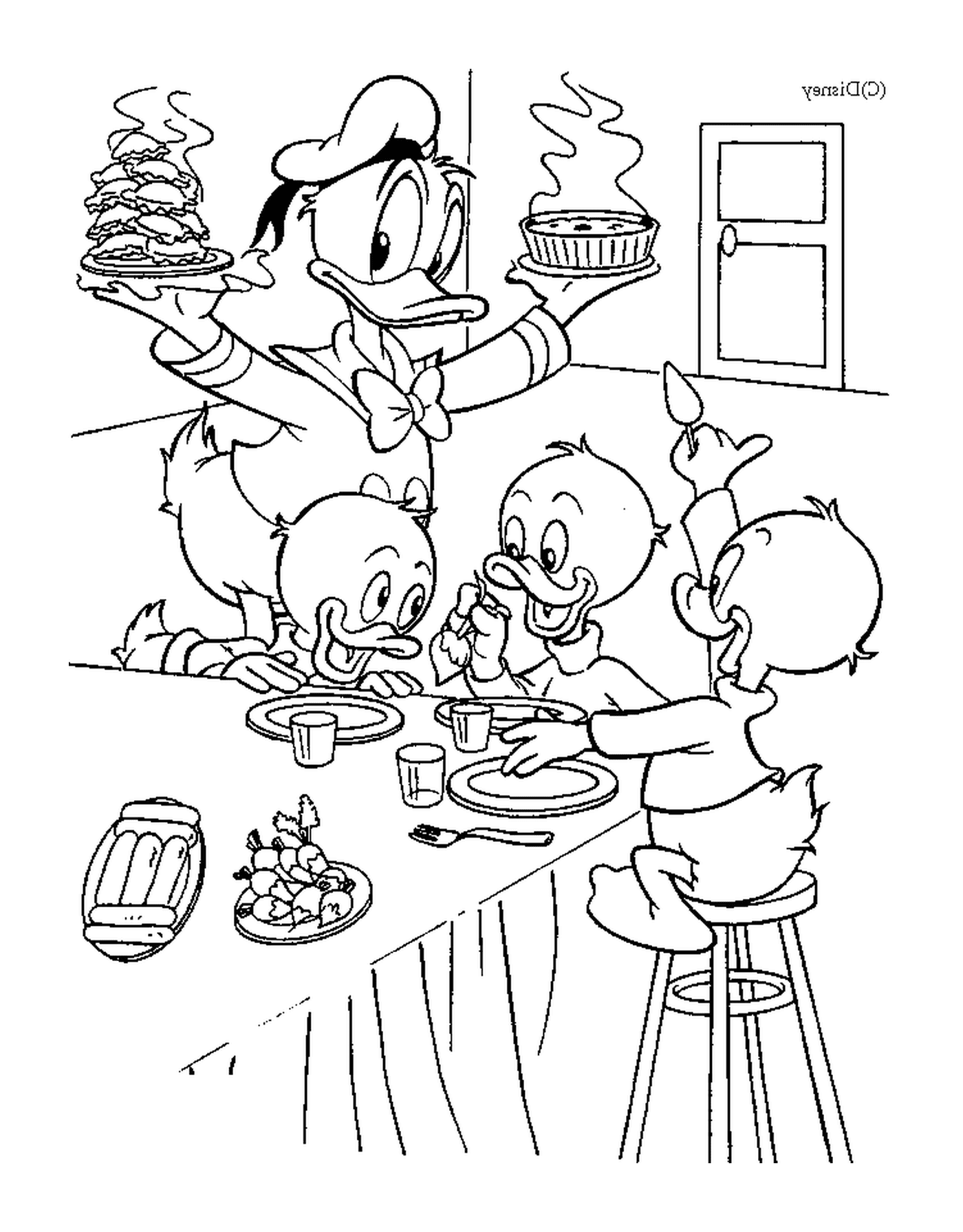  Donald se encarga de alimentar a sus sobrinos 