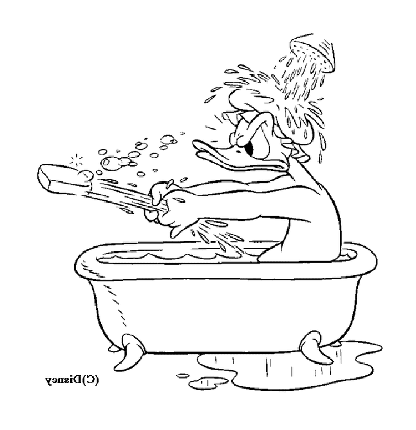  Donald está tomando un baño relajante 