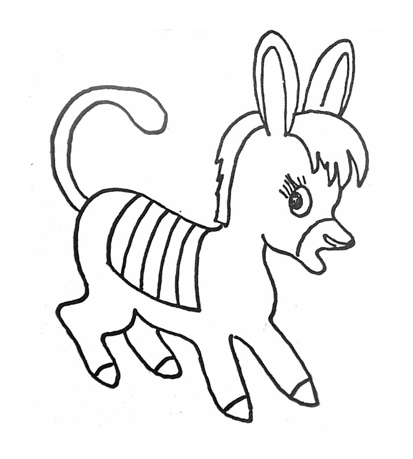  A donkey with a long tail 