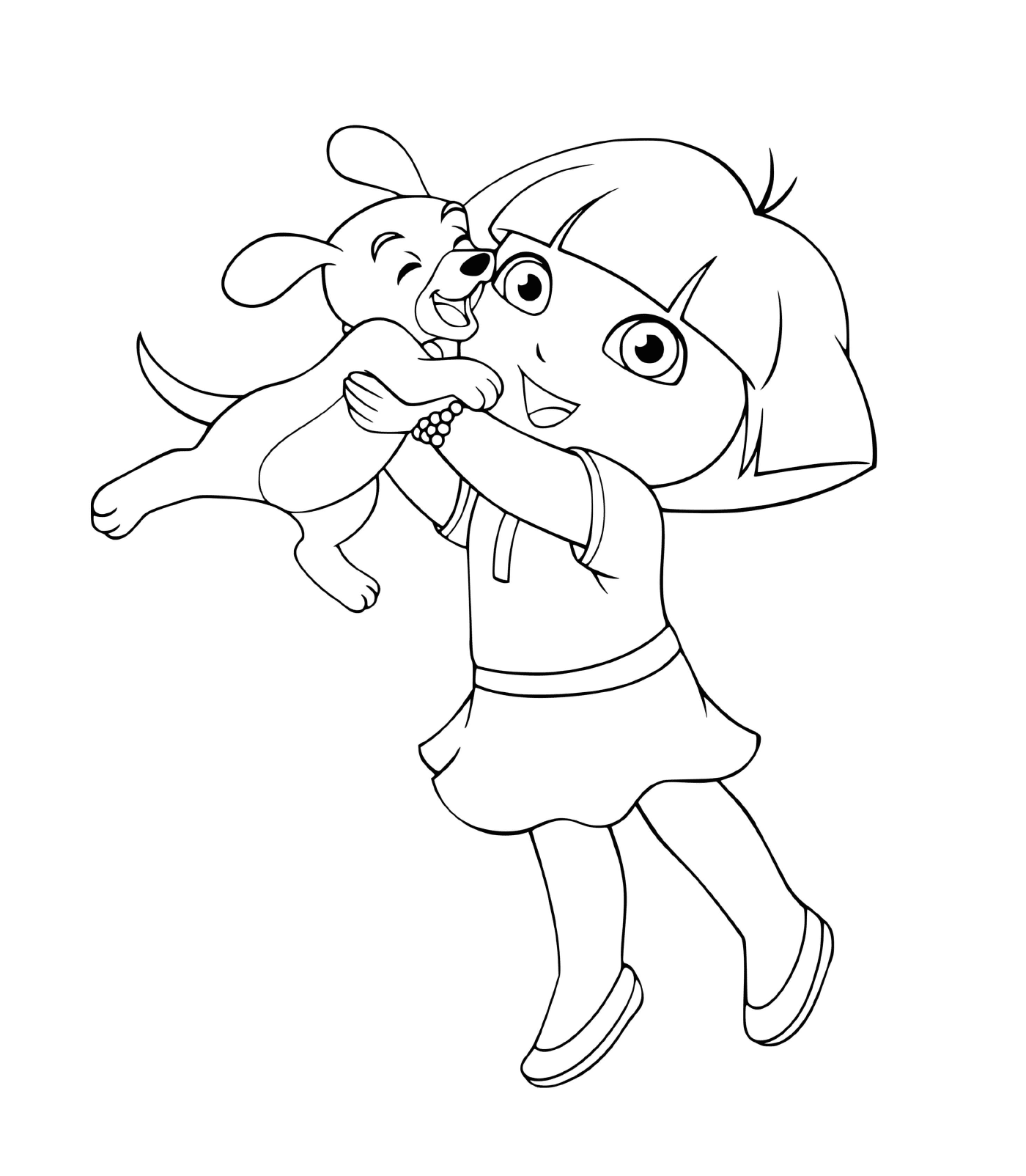  Dora besa a su cachorro con ternura 