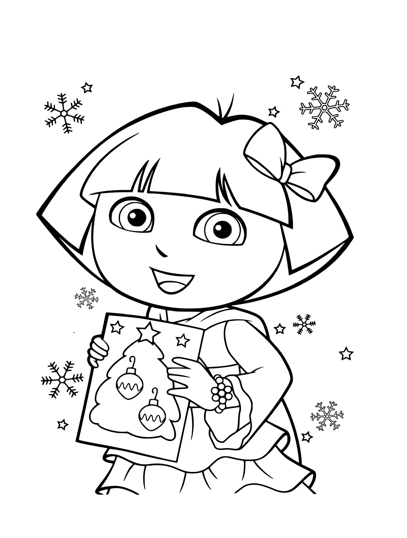  Dora prepares a Christmas card during the holidays 