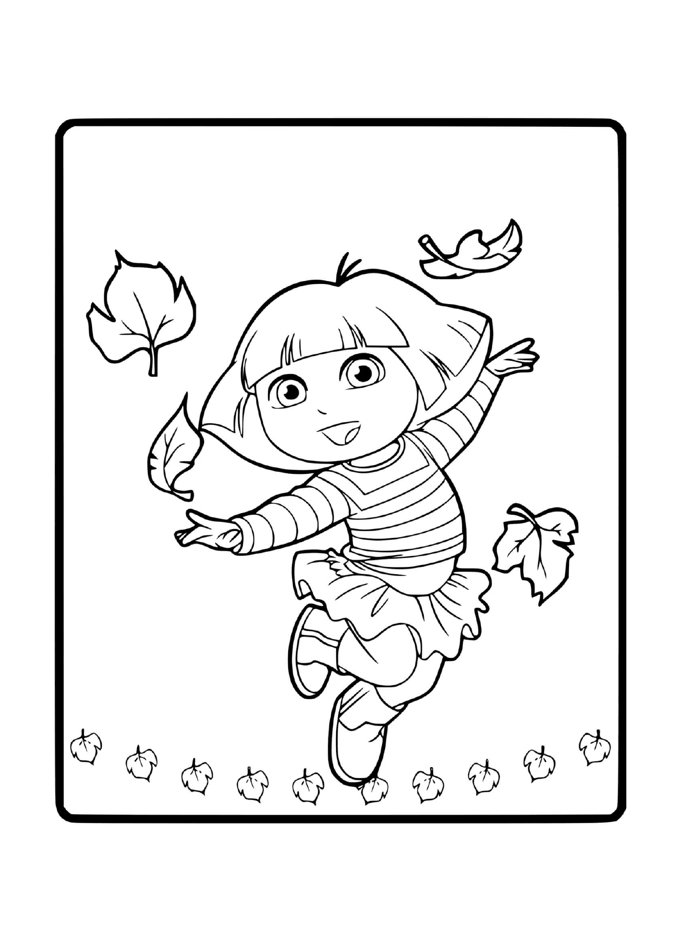  Dora se divierte con las hojas de otoño 