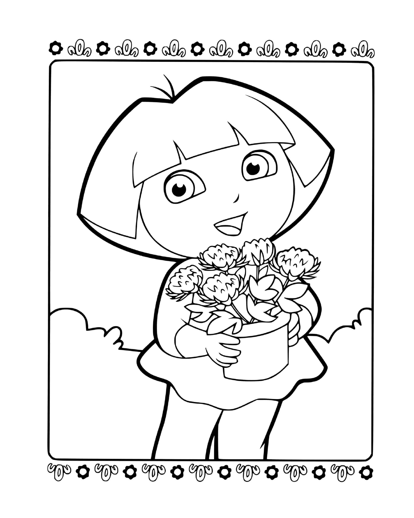  Dora gives herself to her favorite gardening 