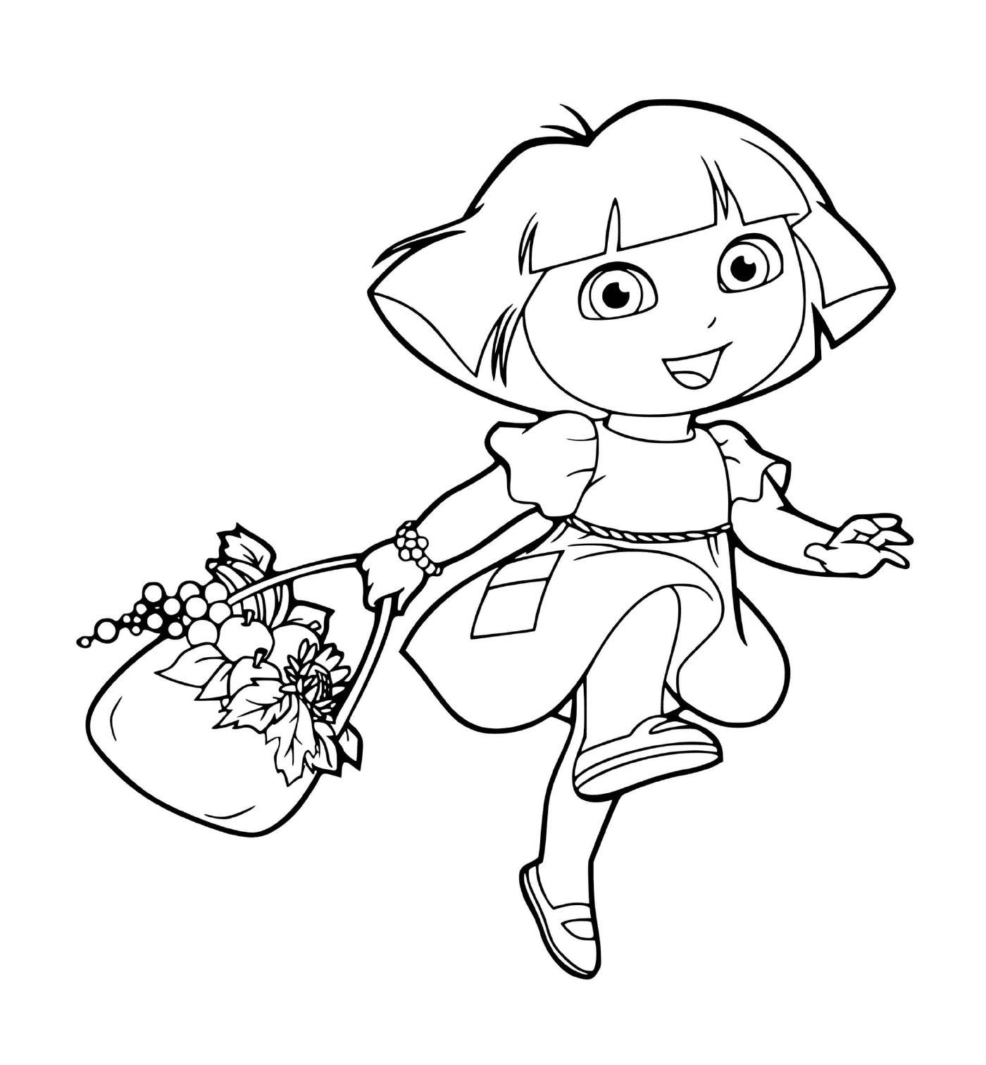  Dora harvests fruits and vegetables with care 