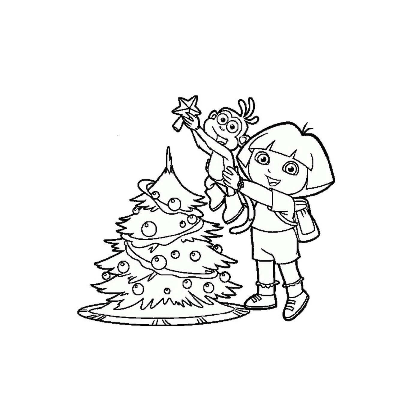  Dora sostiene un mono para Navidad 