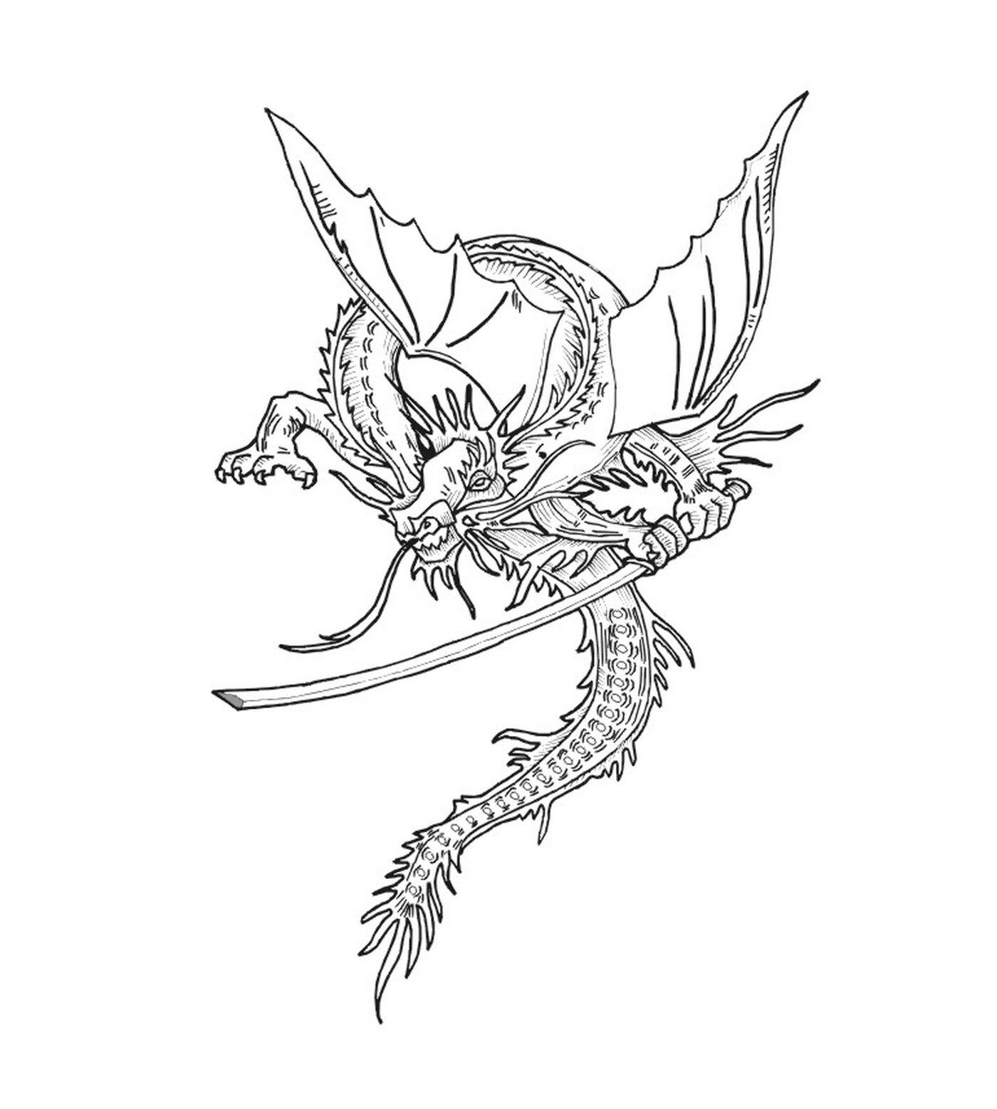 Un dragón con una espada 