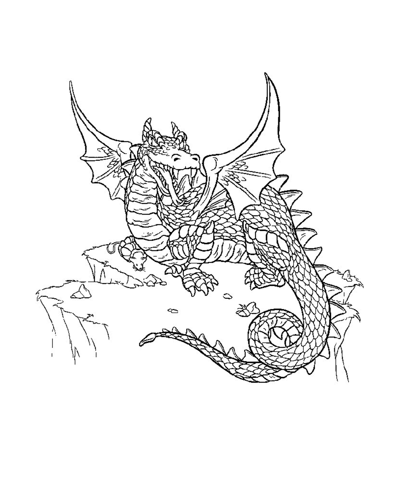  Un dragón encaramado en un acantilado 