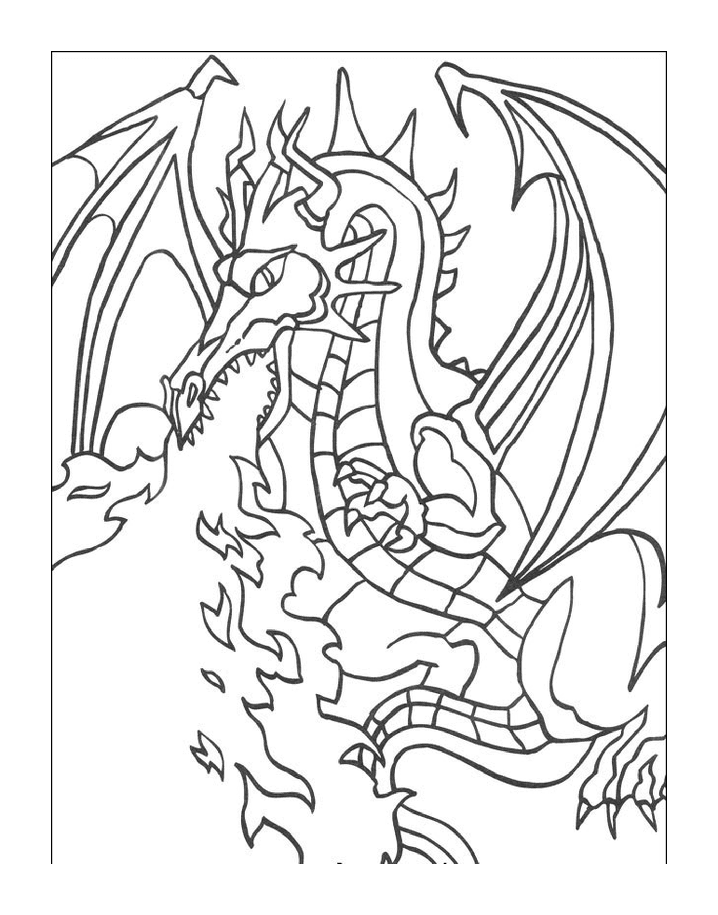  Dragon Rauchen eine Zigarette mit einer Atemnot 