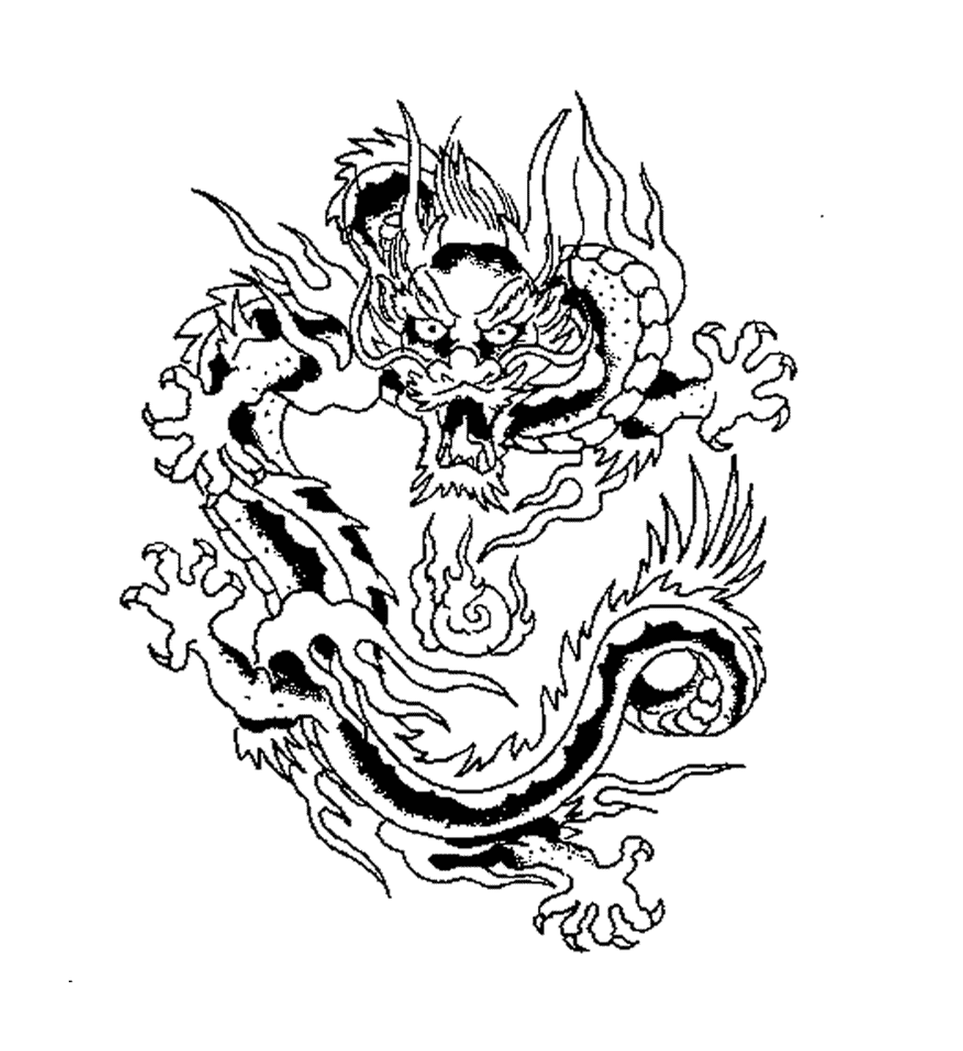  Disegno del tatuaggio del drago ispirato al cinese 