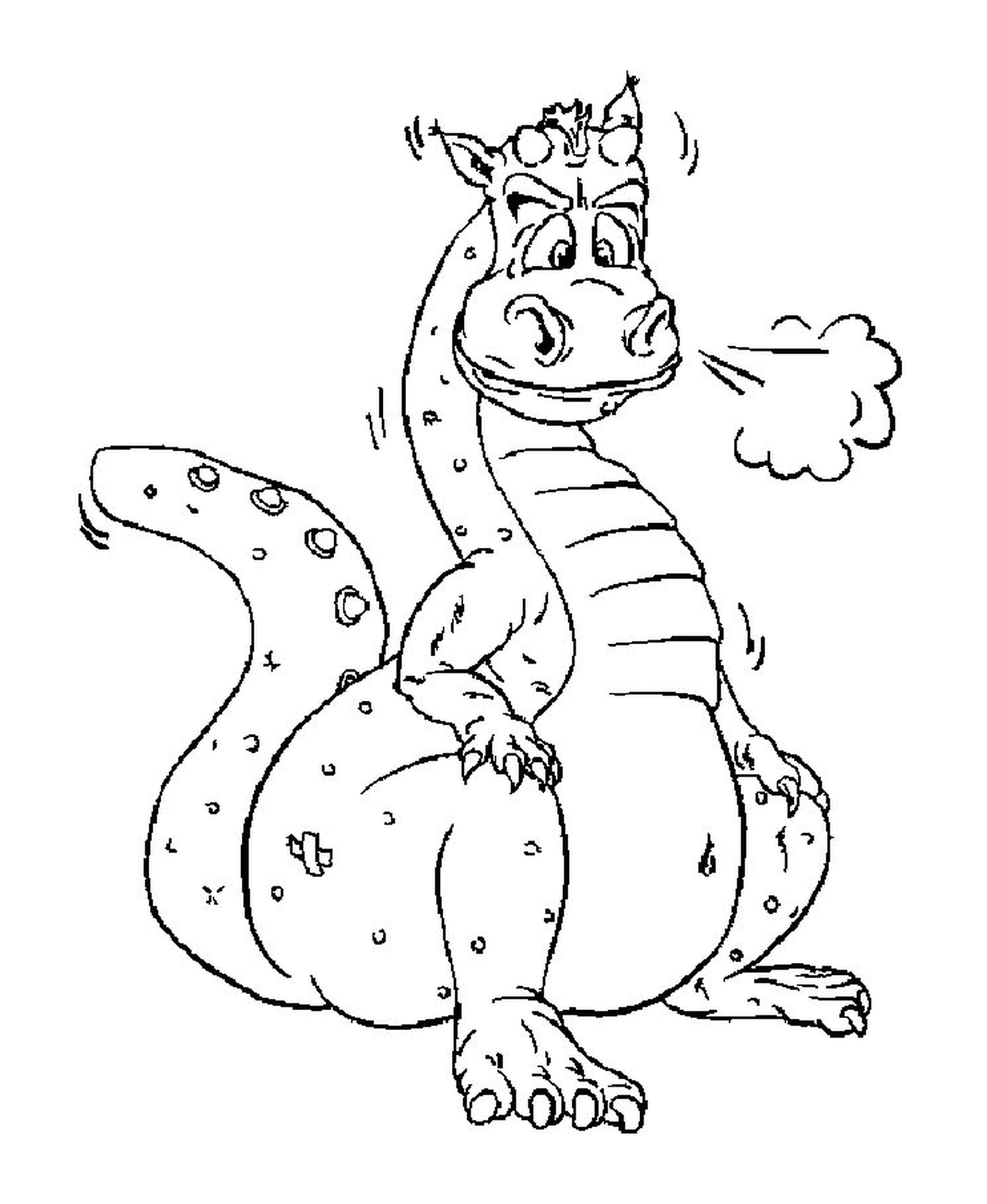  Un dragón escupiendo humo 