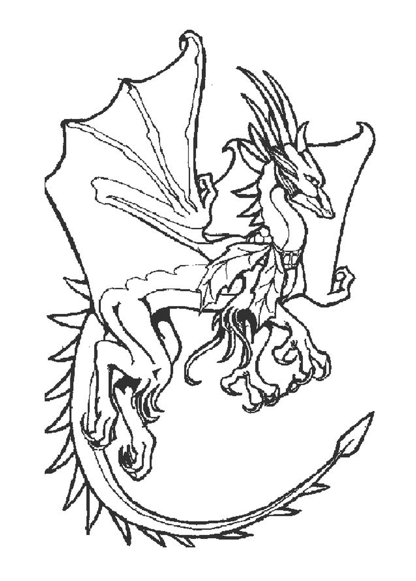  Un dragón con grandes alas 