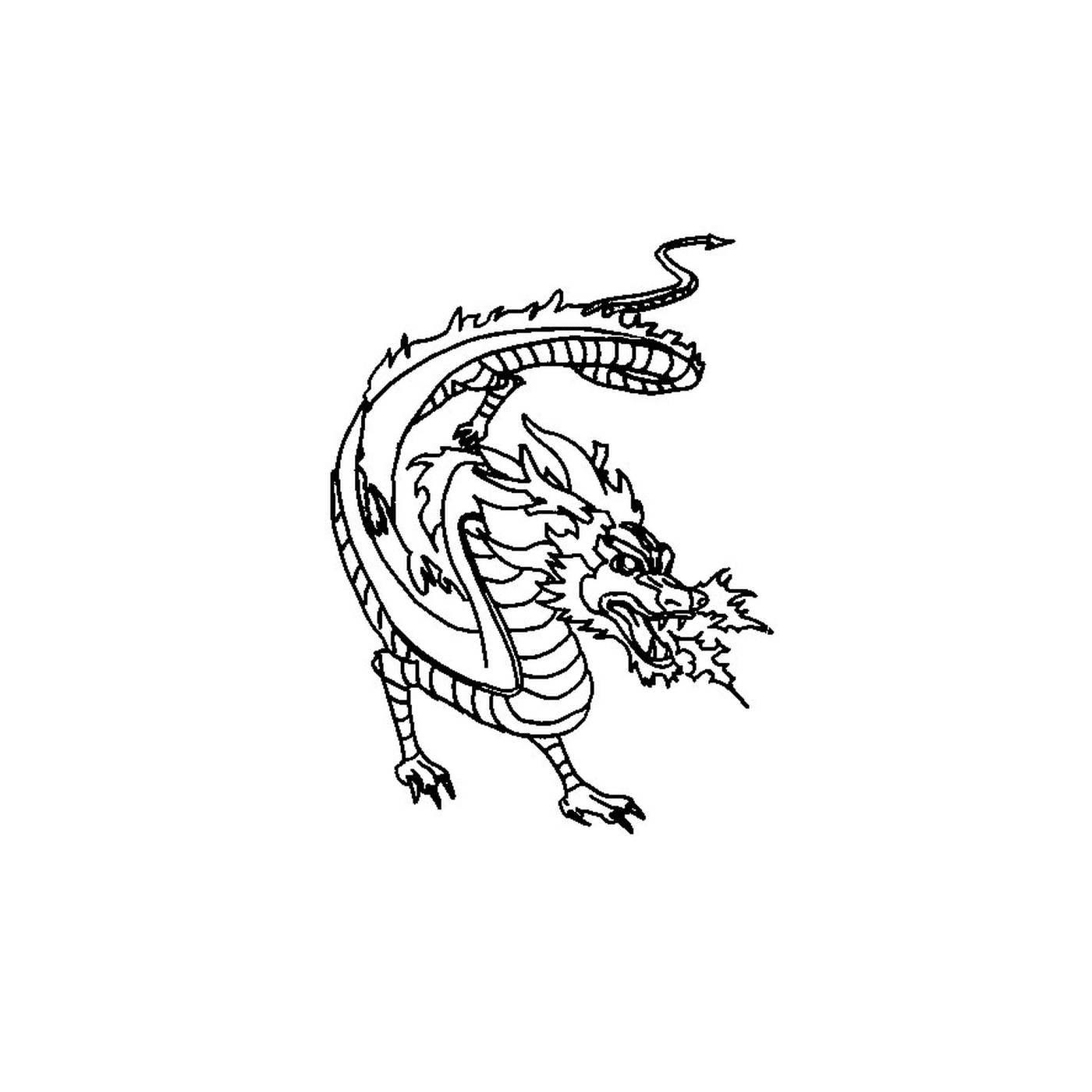 Fire Dragon with a long tail 
