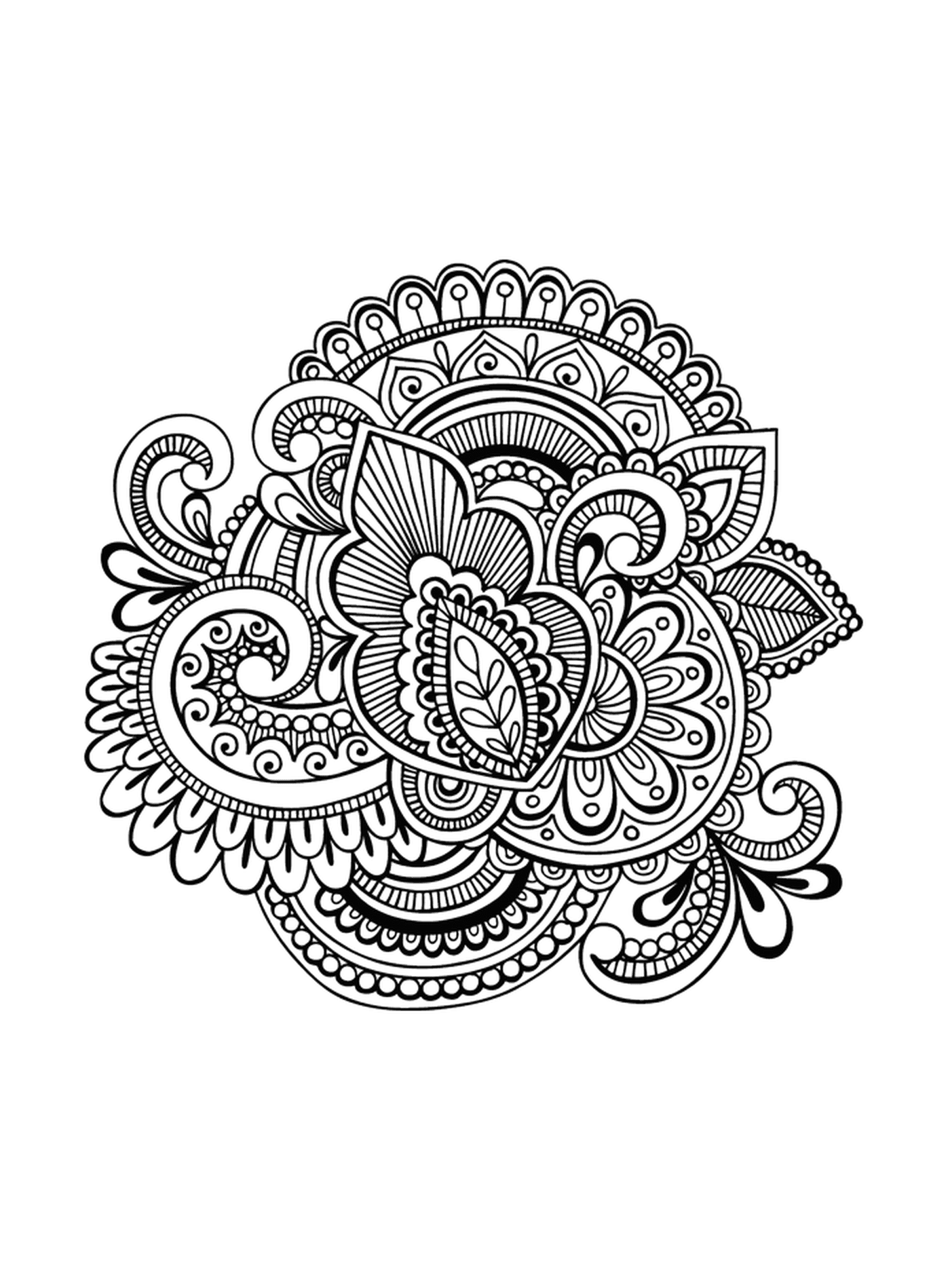  A complex floral pattern in black and white 