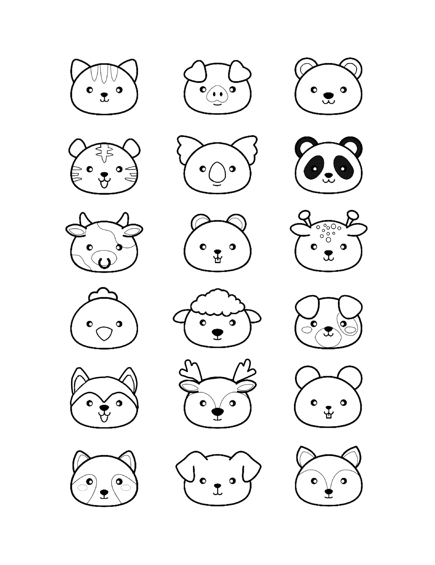  Verschiedene Gesichter von Kawaii-Tieren 
