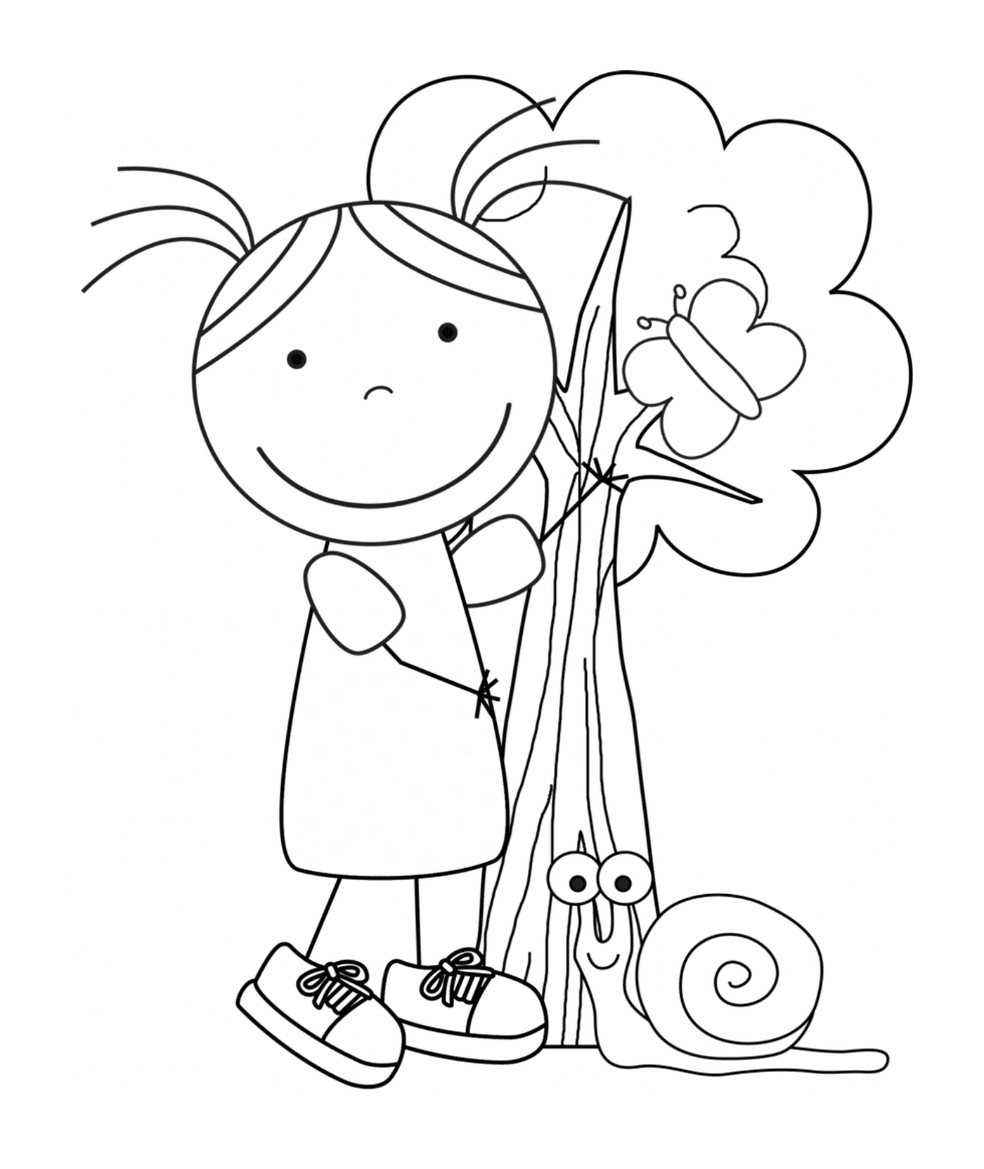  Children for Earth Day, a girl and a snail 