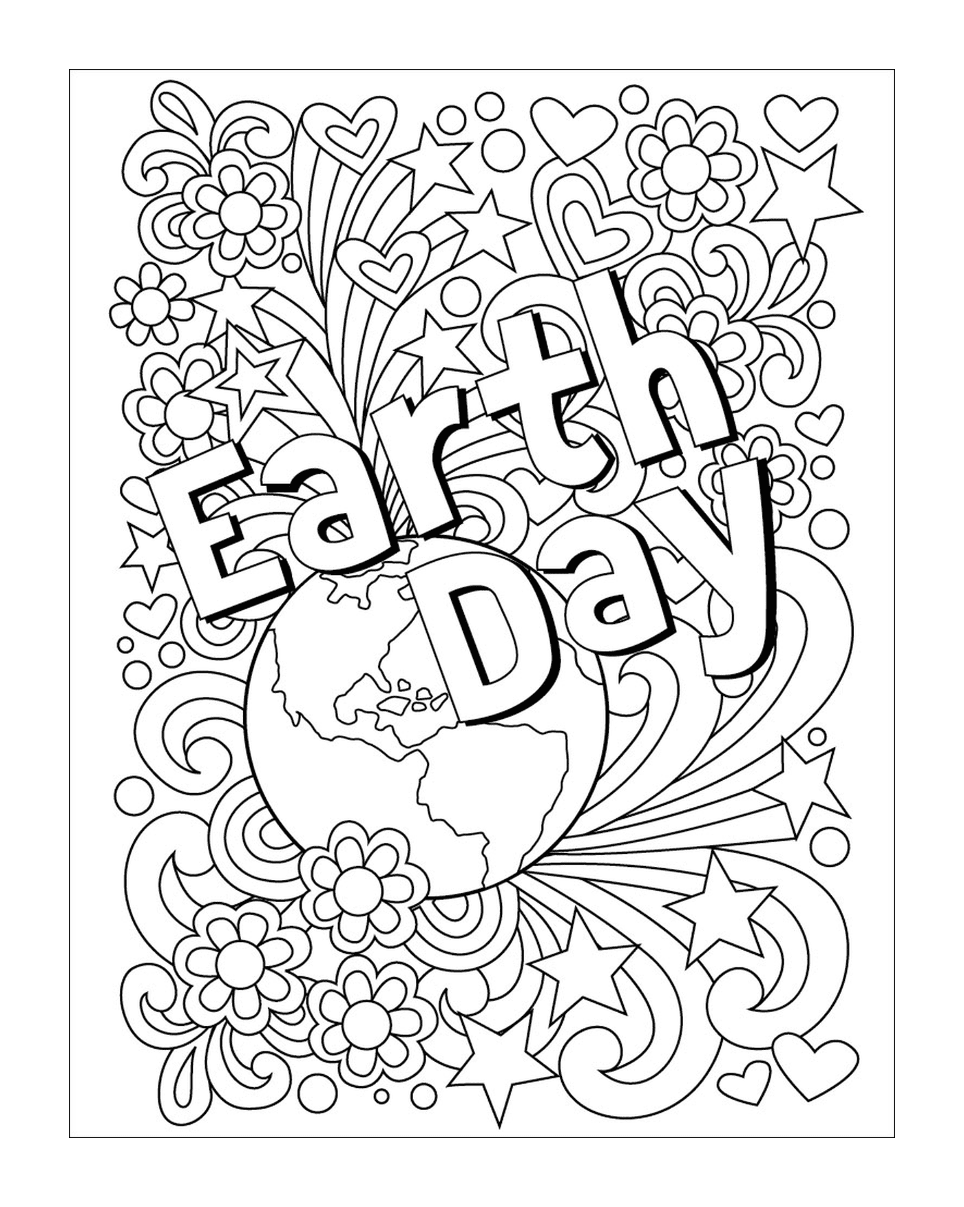  Día de adultos para la Tierra, las flores y el globo terráqueo 