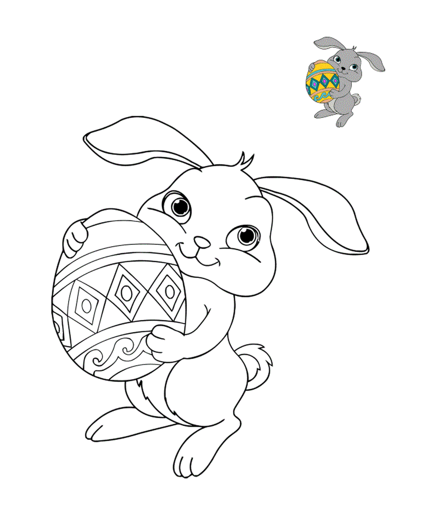  Conejo bebé con huevo de Pascua 
