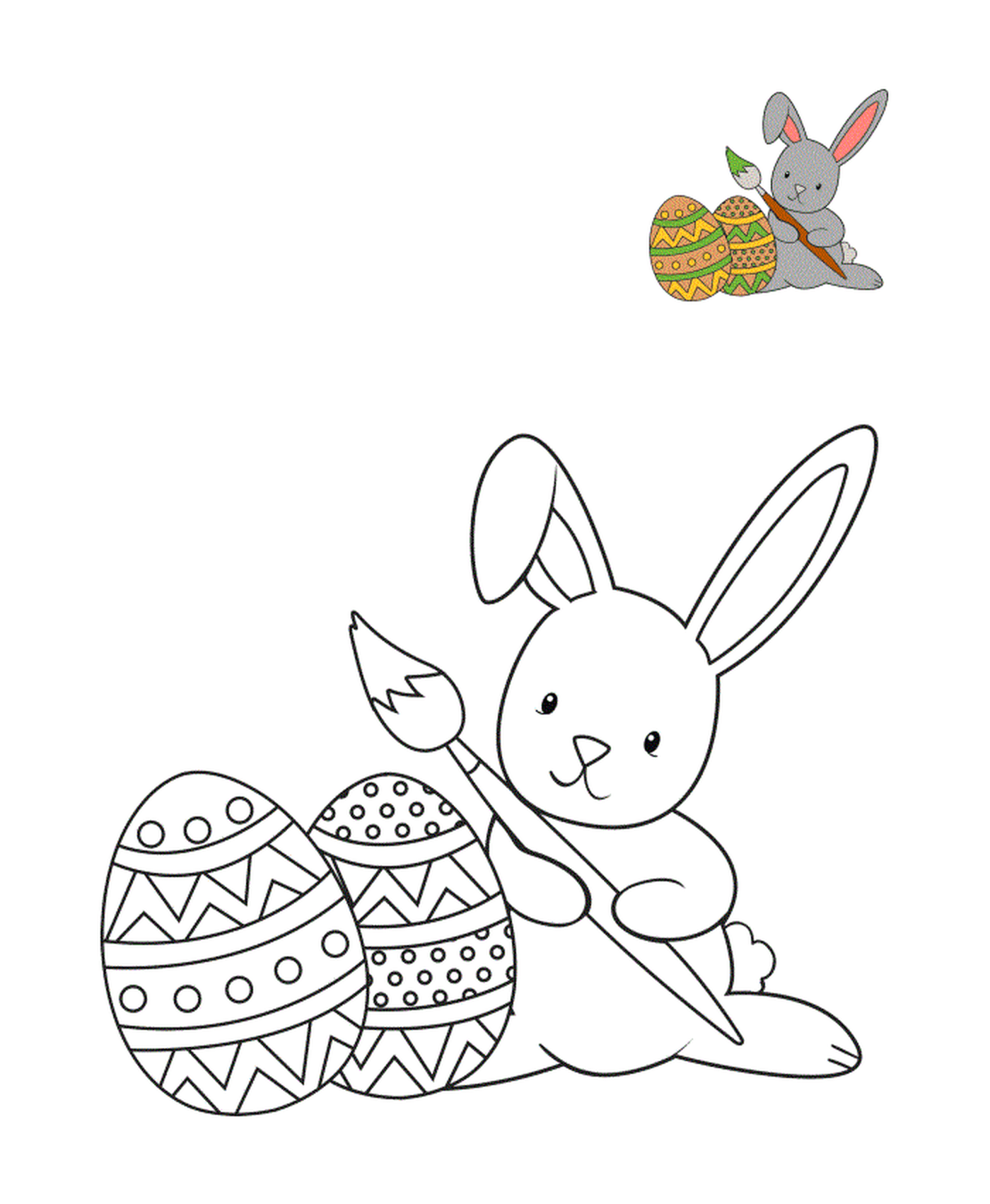  Кролик рисует пасхальное яйцо 