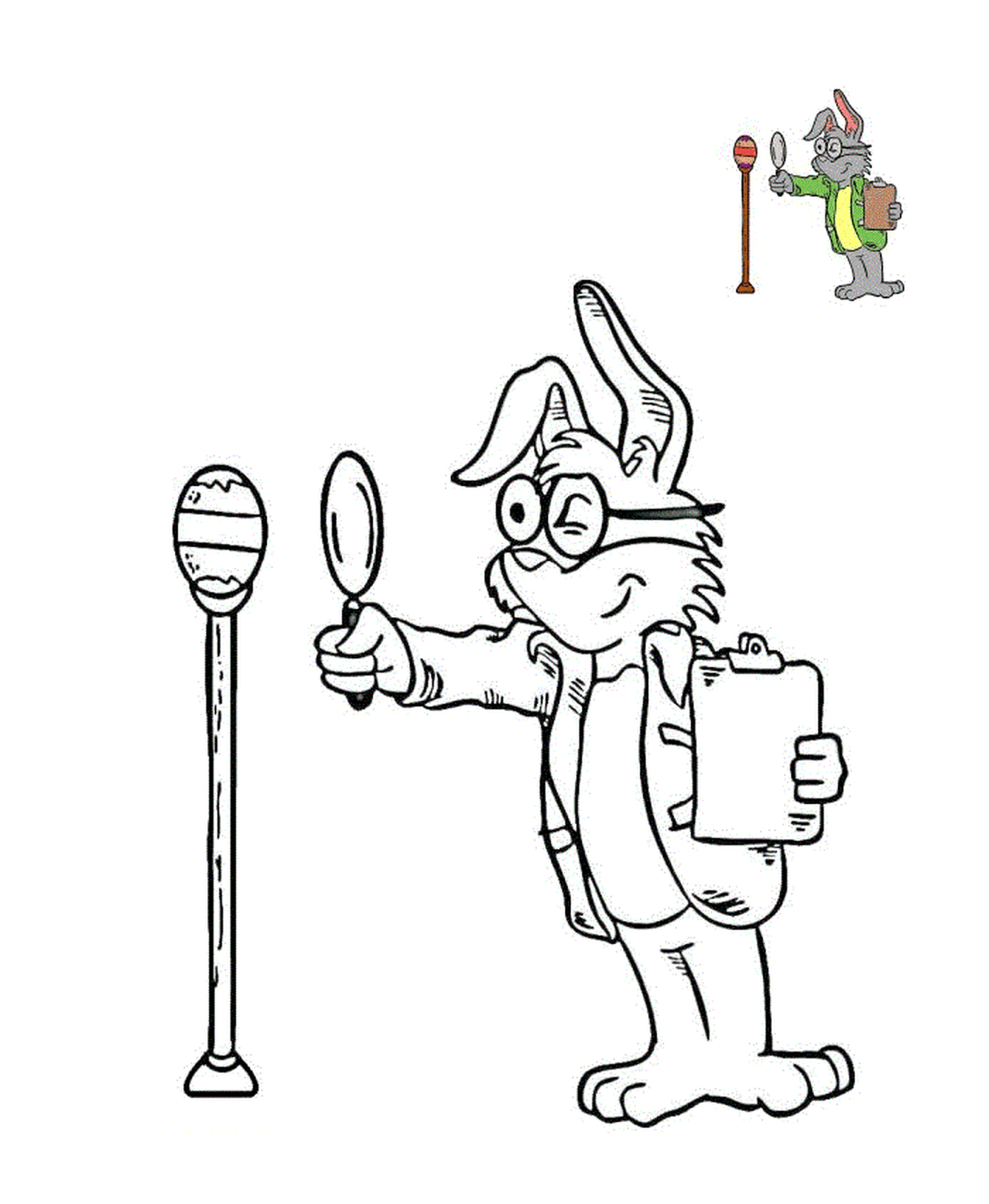  Ispettore coniglio ispeziona l'uovo di Pasqua 