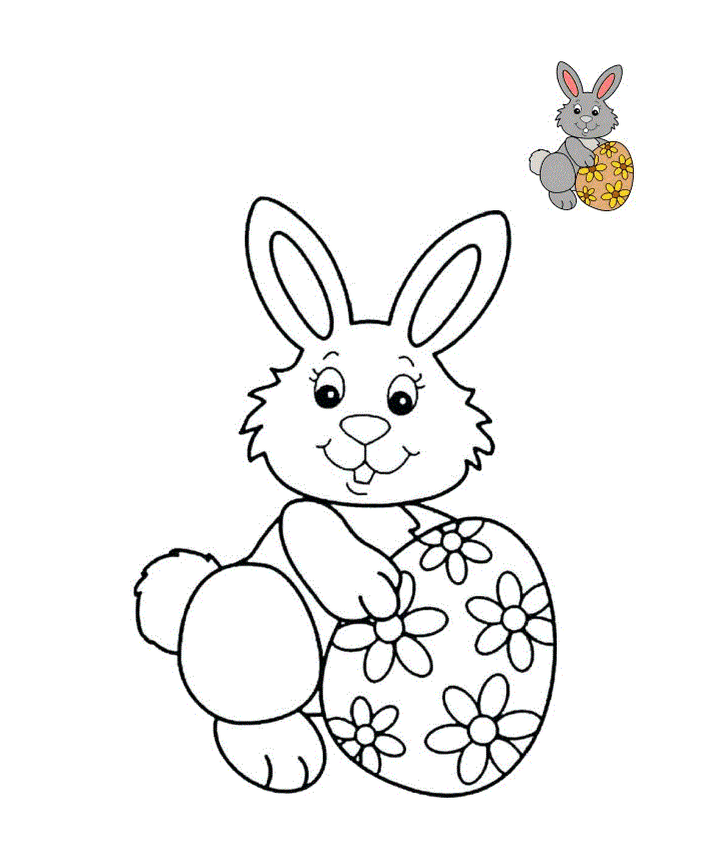  Rabbit with Easter egg decorated 