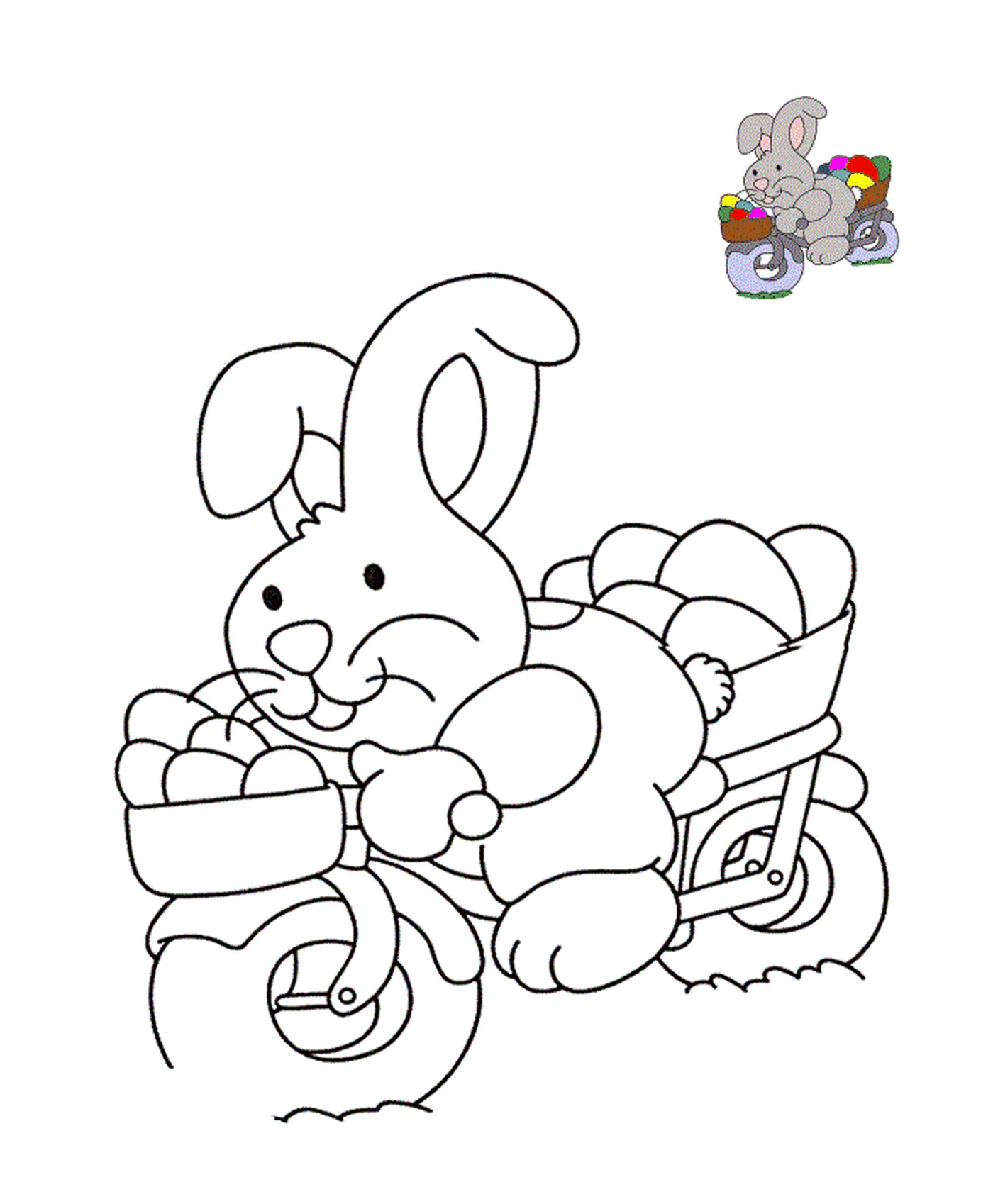  Кролик собирает пасхальные яйца на велосипеде 