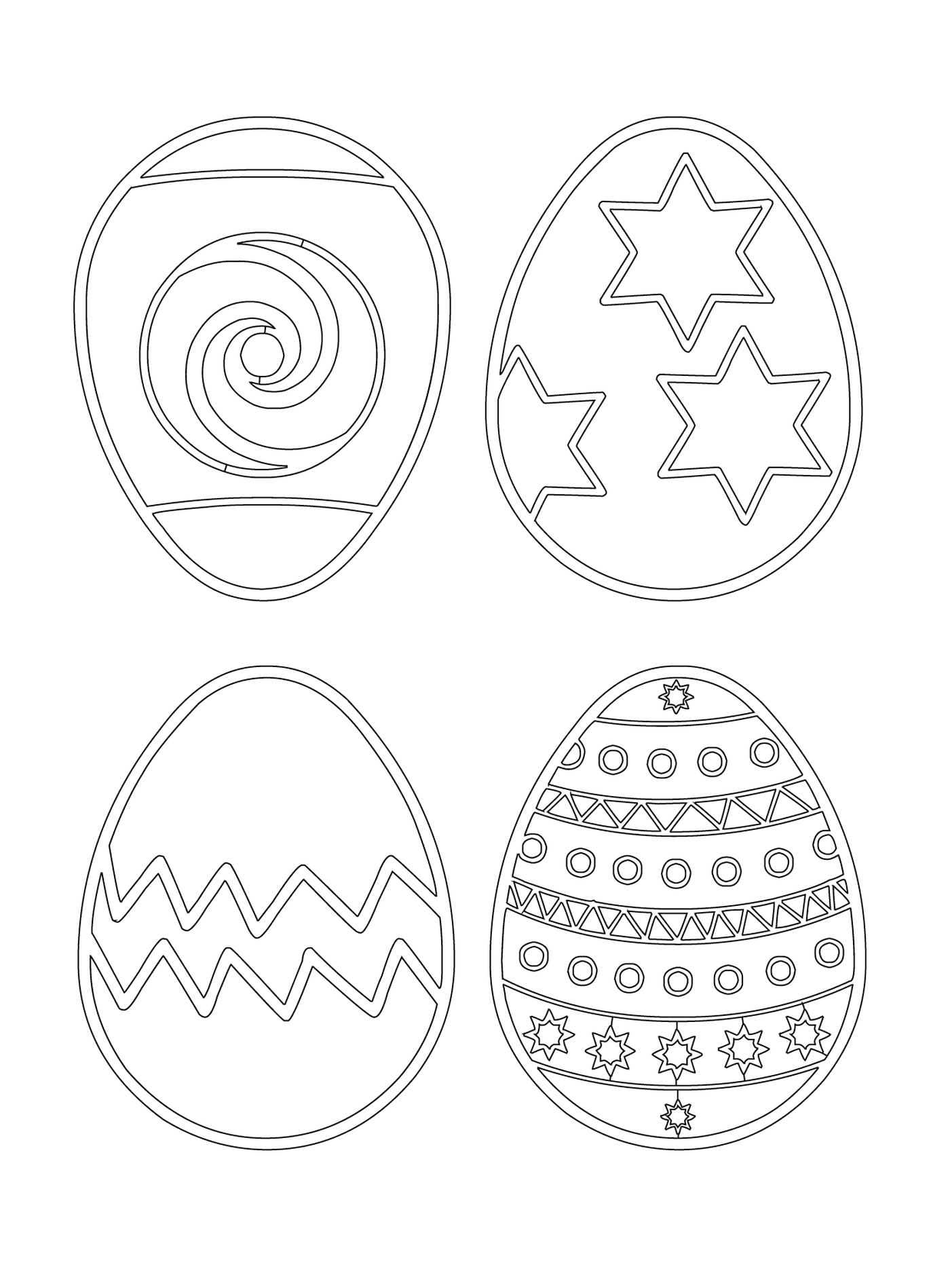  Set aus vier dekorierten Eiern 
