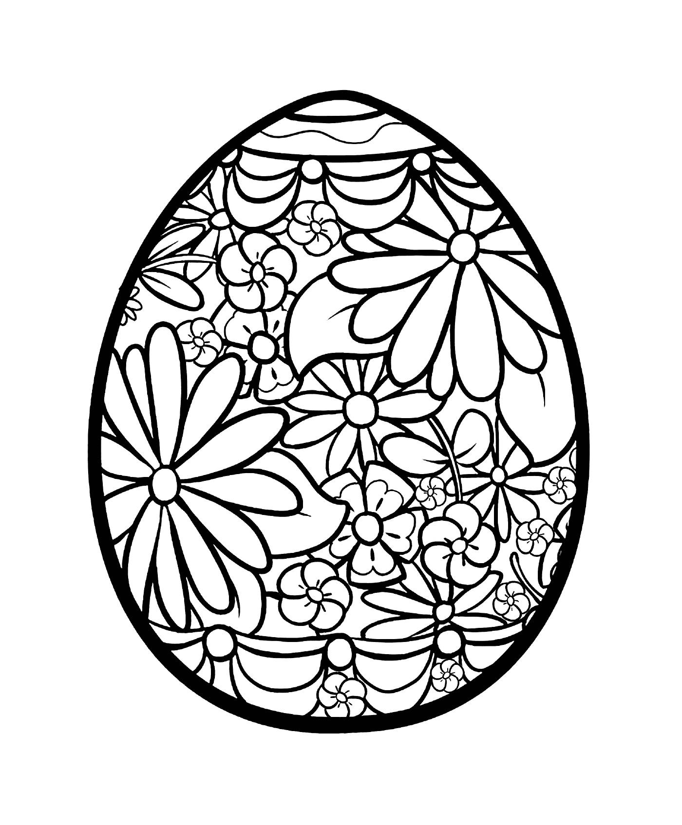  Huevo de Pascua 2019 con flores 
