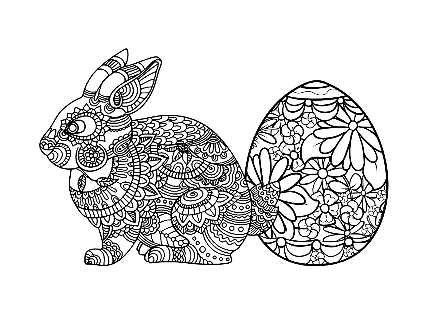  Взрослое пасхальное яйцо и кролик 
