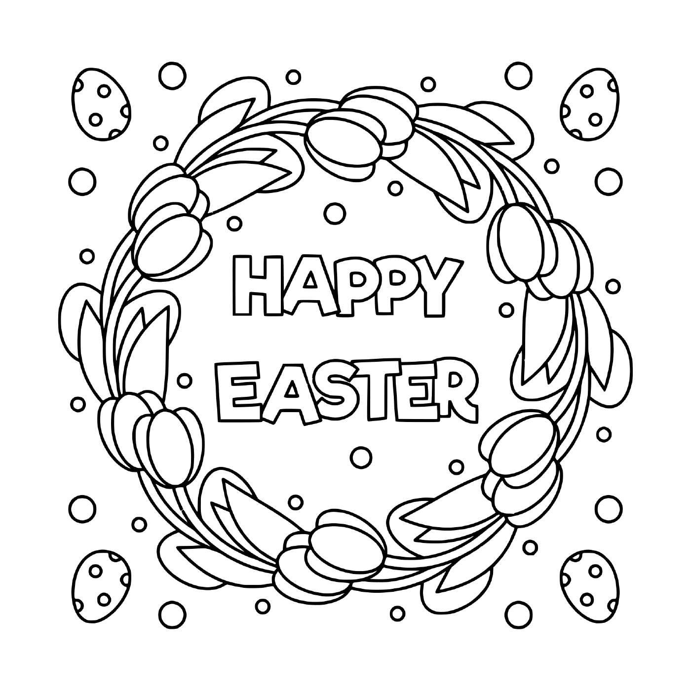 Happy Easter black and white illustration 