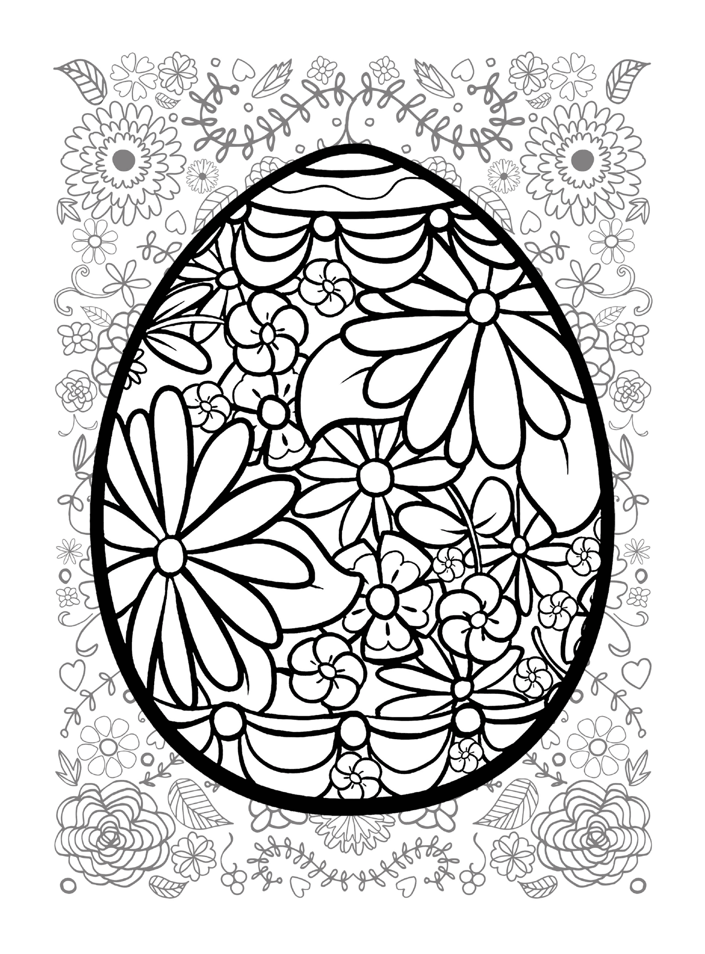  Easter egg with flowery background 