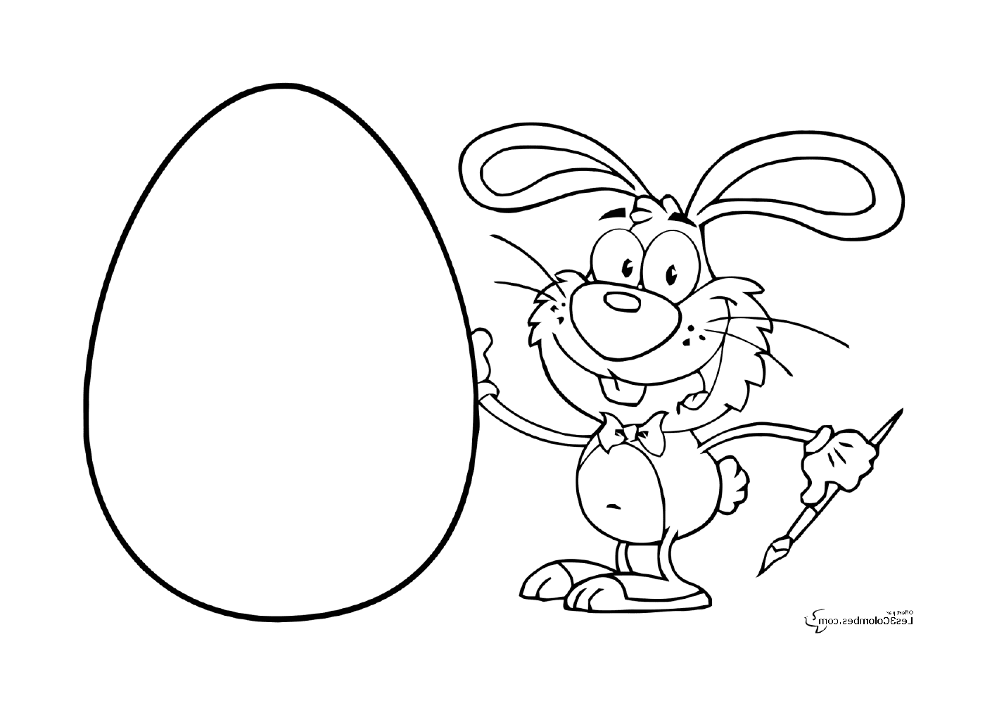  Un conejo de Pascua sosteniendo un huevo 