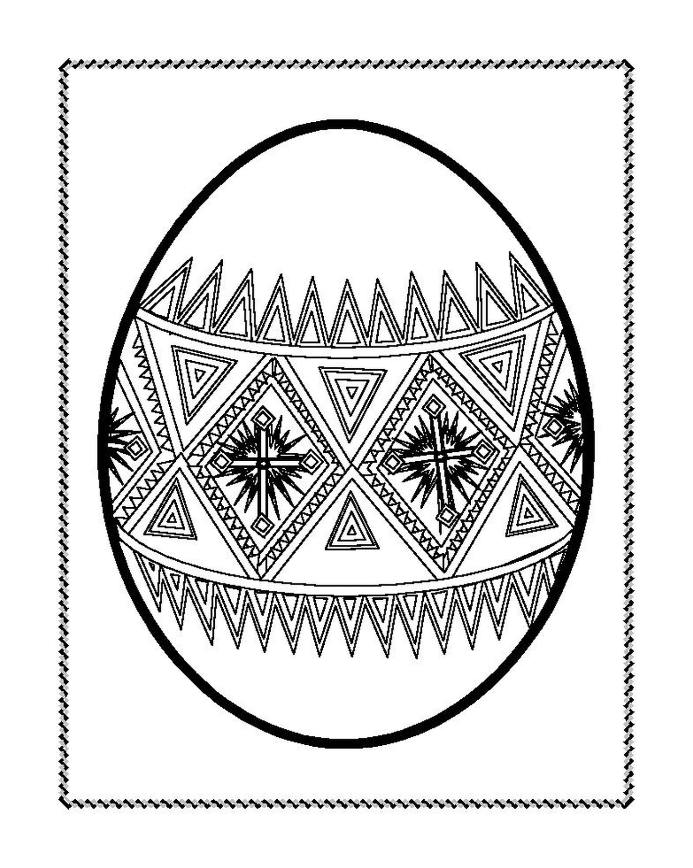  An Easter egg decorated with geometric motifs 