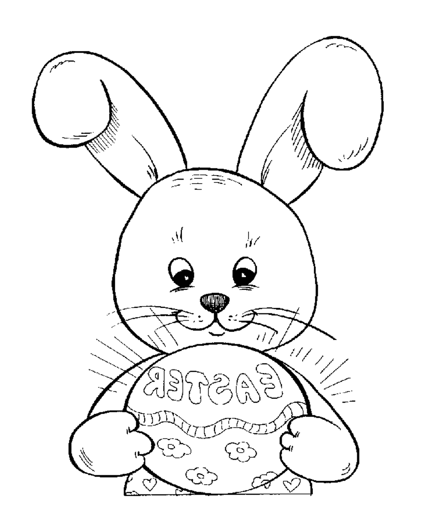  Un conejo de Pascua sosteniendo un huevo de Pascua 