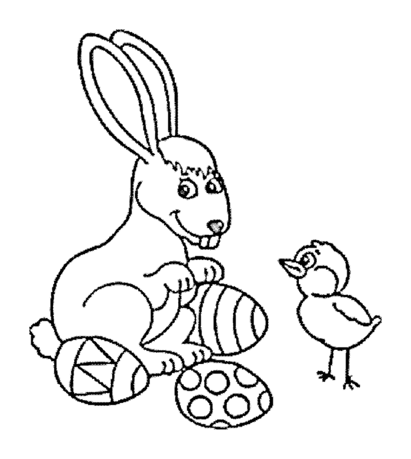  Un coniglio e un uccello 