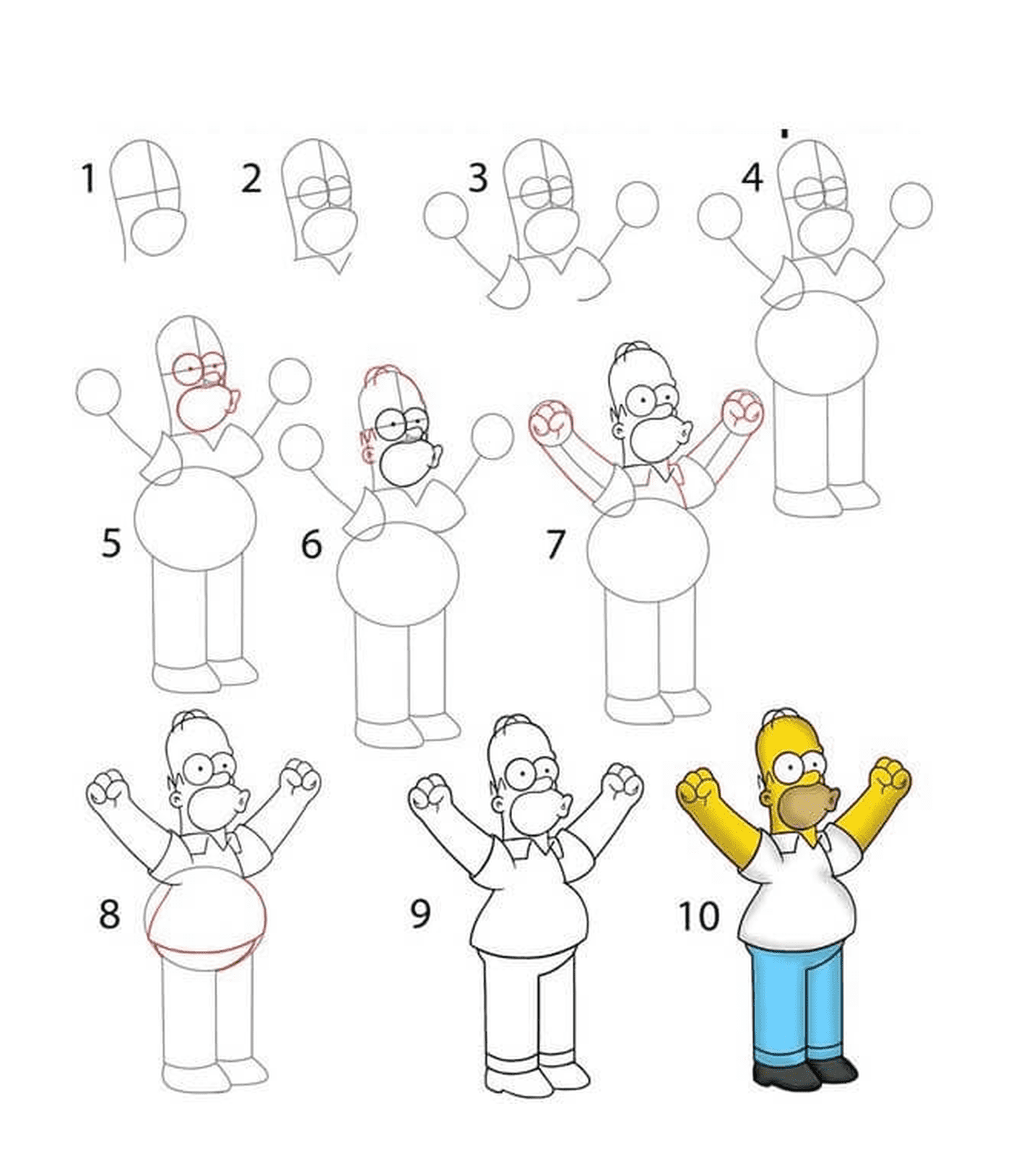 Как нарисовать Гомера Симпсона шаг за шагом 