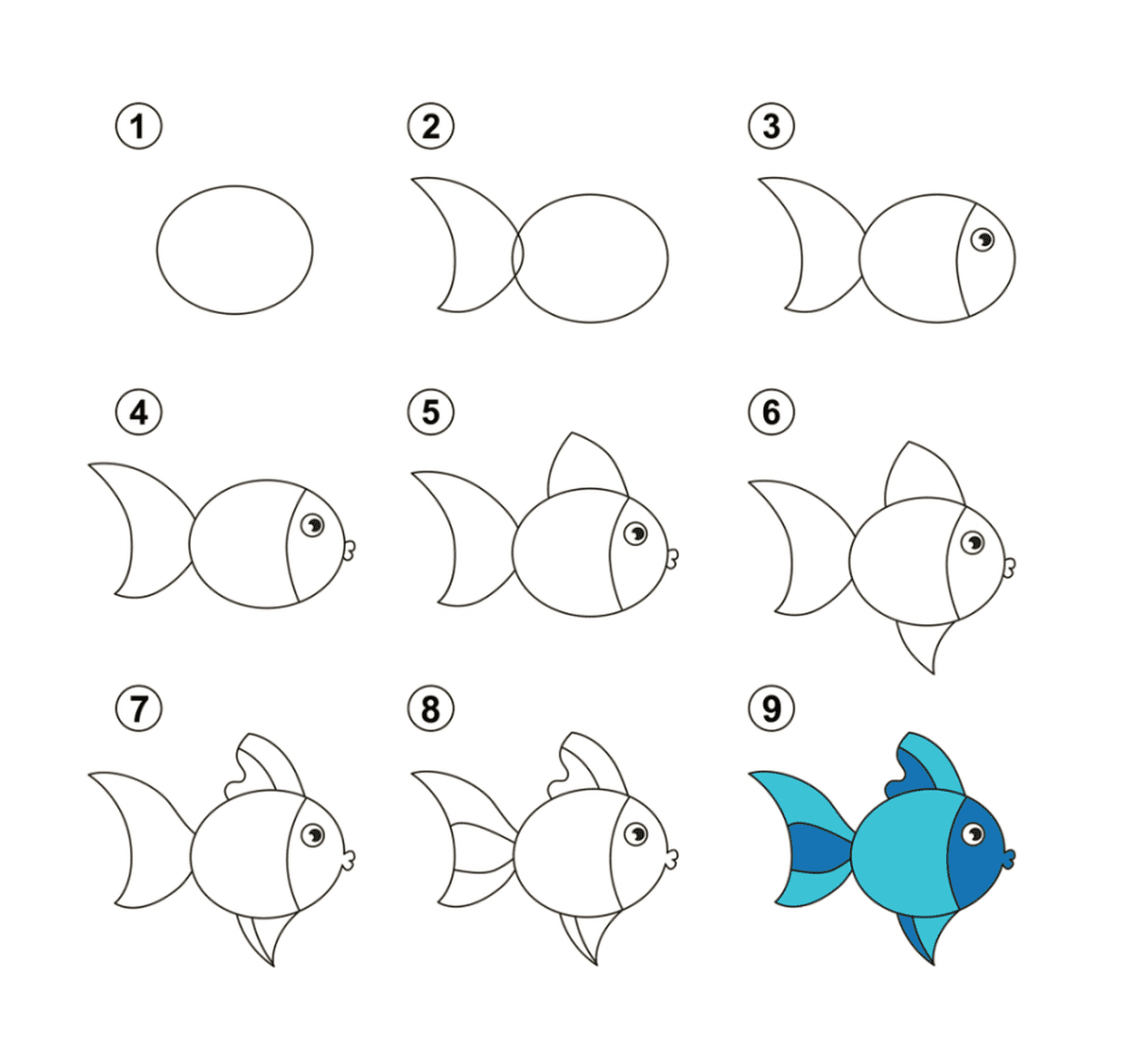  Step by step instructions on how to draw a fish 