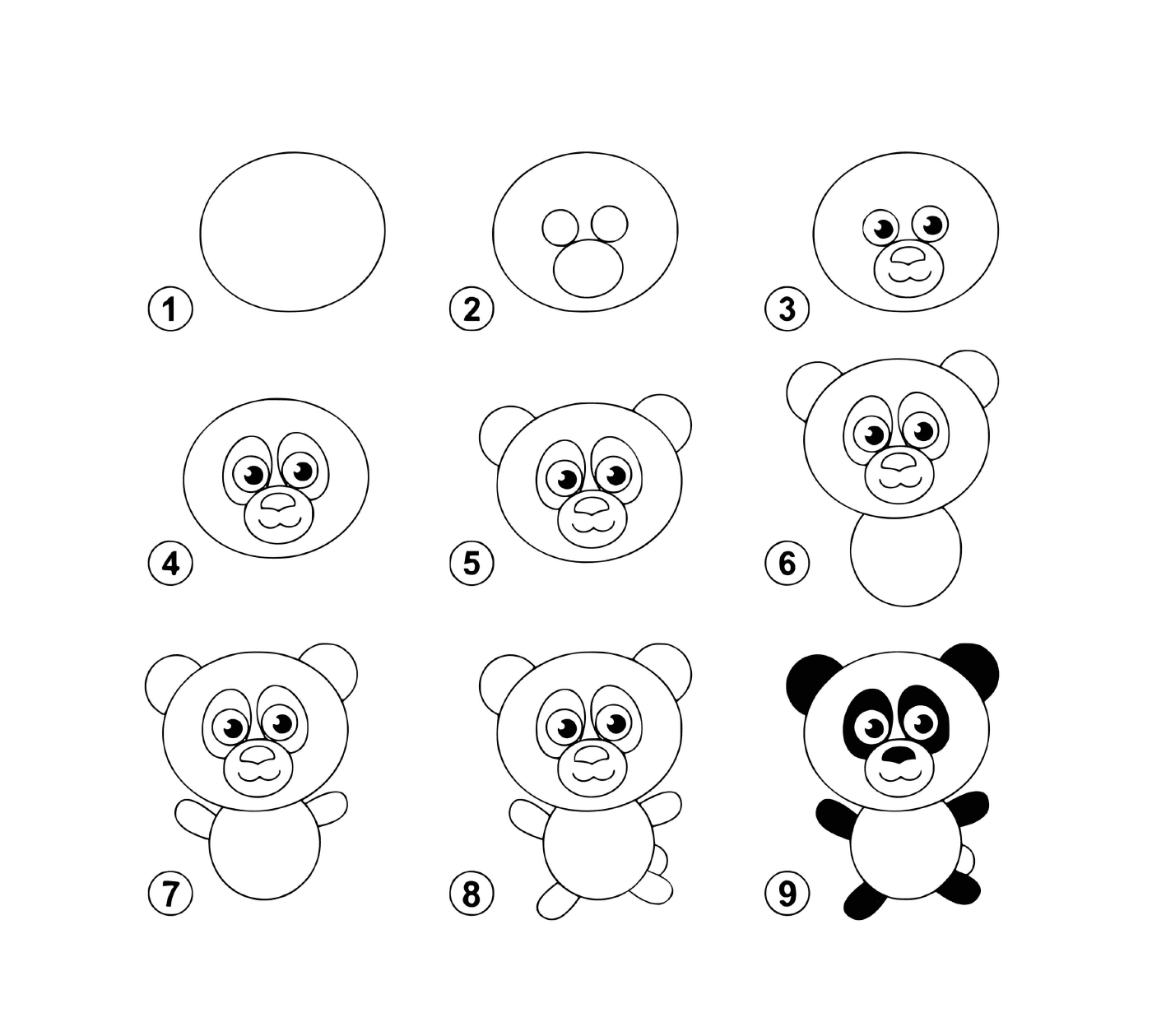  Wie man einen Panda Schritt für Schritt zeichnet 