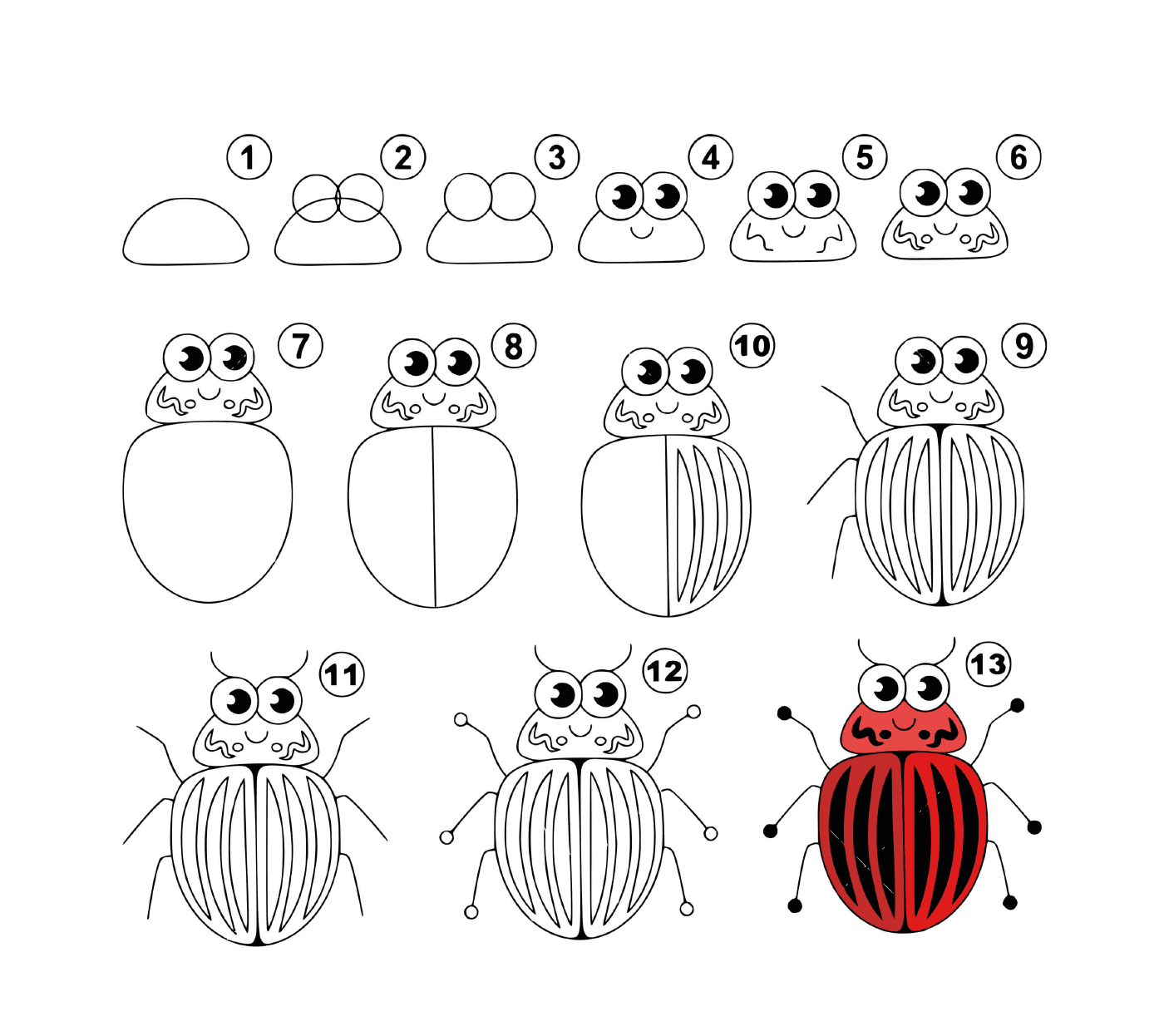  How to draw a ladybug step by step 