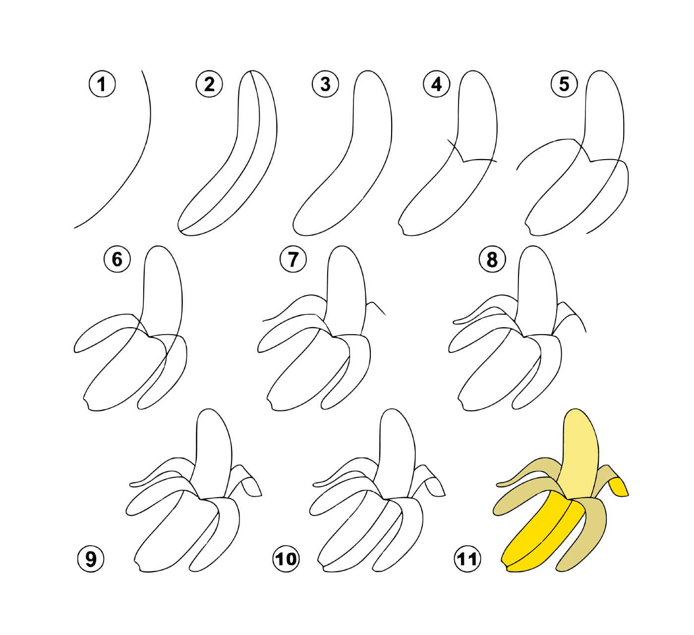  Cómo dibujar un plátano fácilmente 