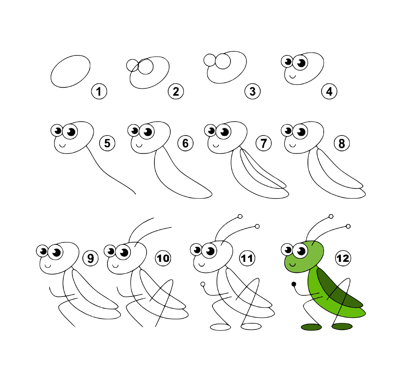  How to draw a grasshopper easily 