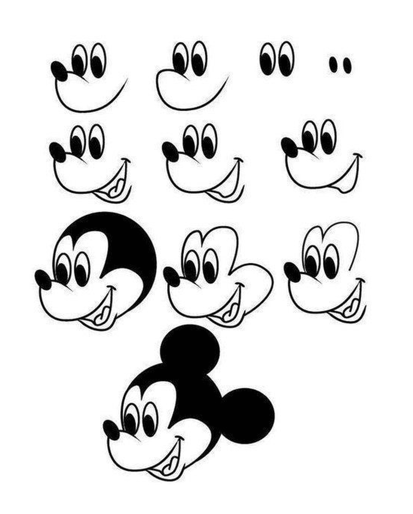  Drawing by Mickey Mouse with different shapes 