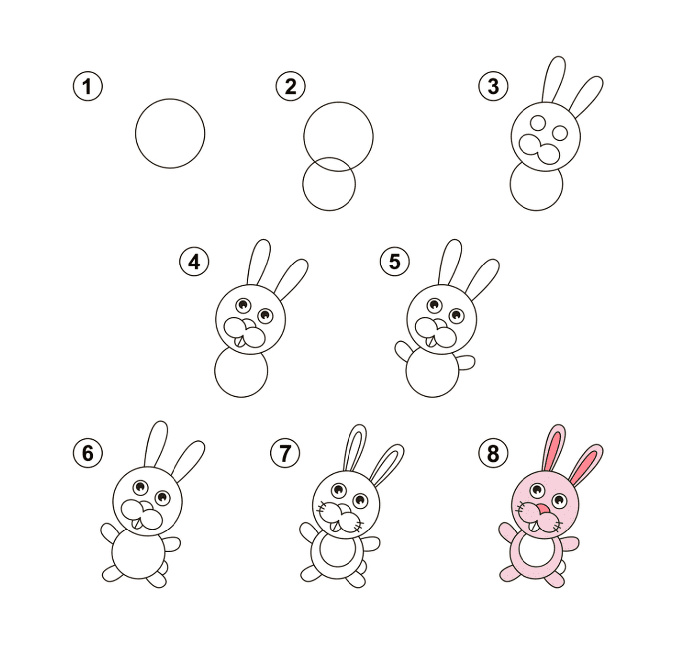  Step by step instructions on how to draw a rabbit 