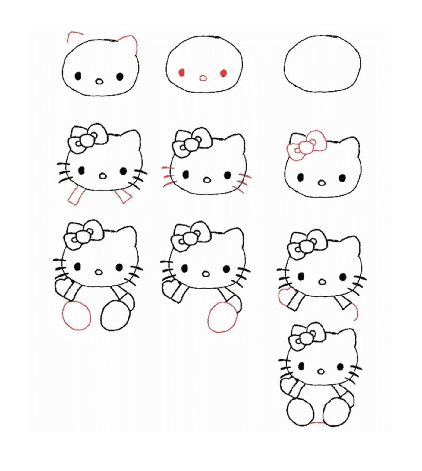  Schritt für Schritt Anleitung, wie man Hello Kitty zeichnet 
