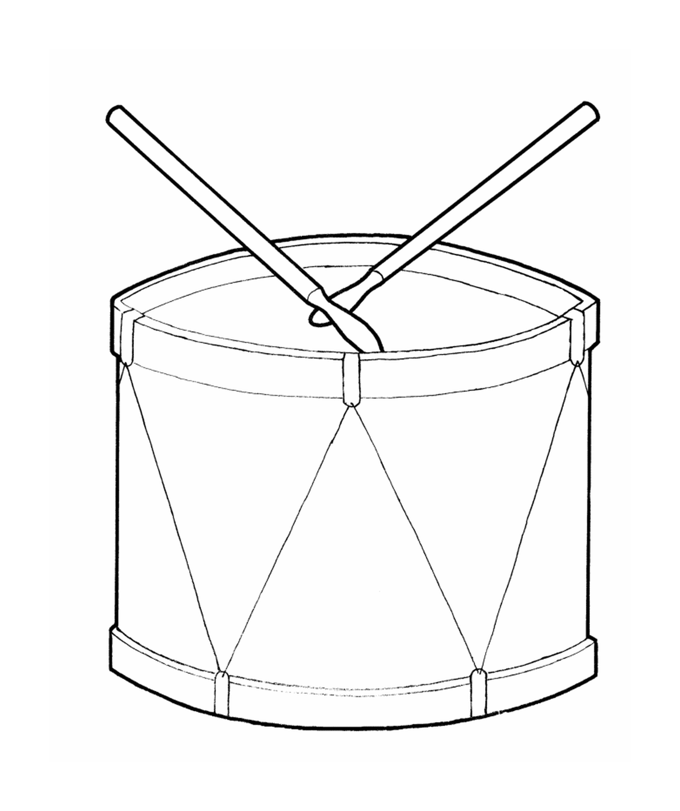  A drum with two wooden sticks 