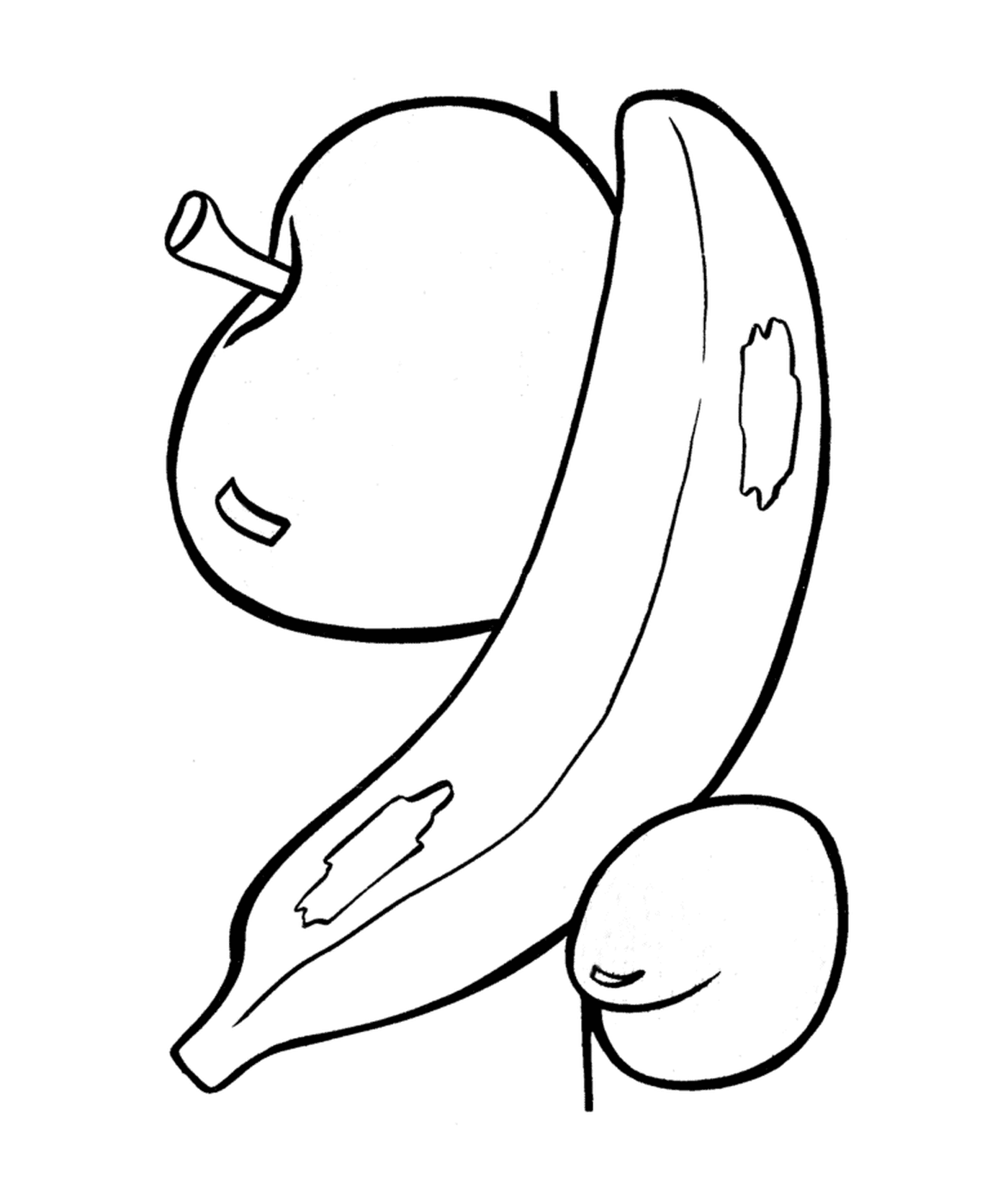  Una mela con sopra una banana 