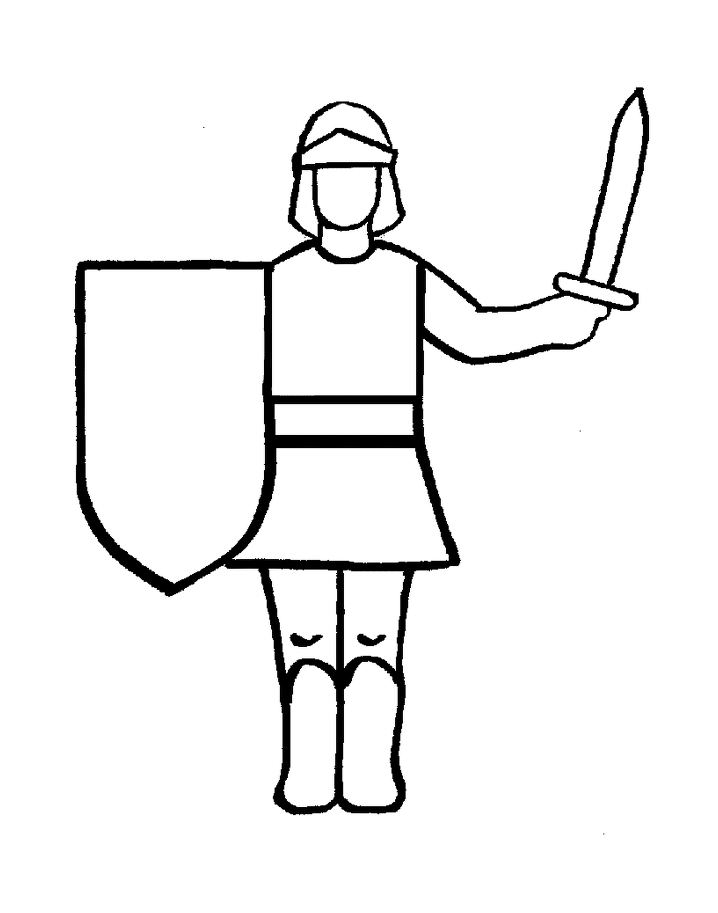  Un uomo con una spada e uno scudo 