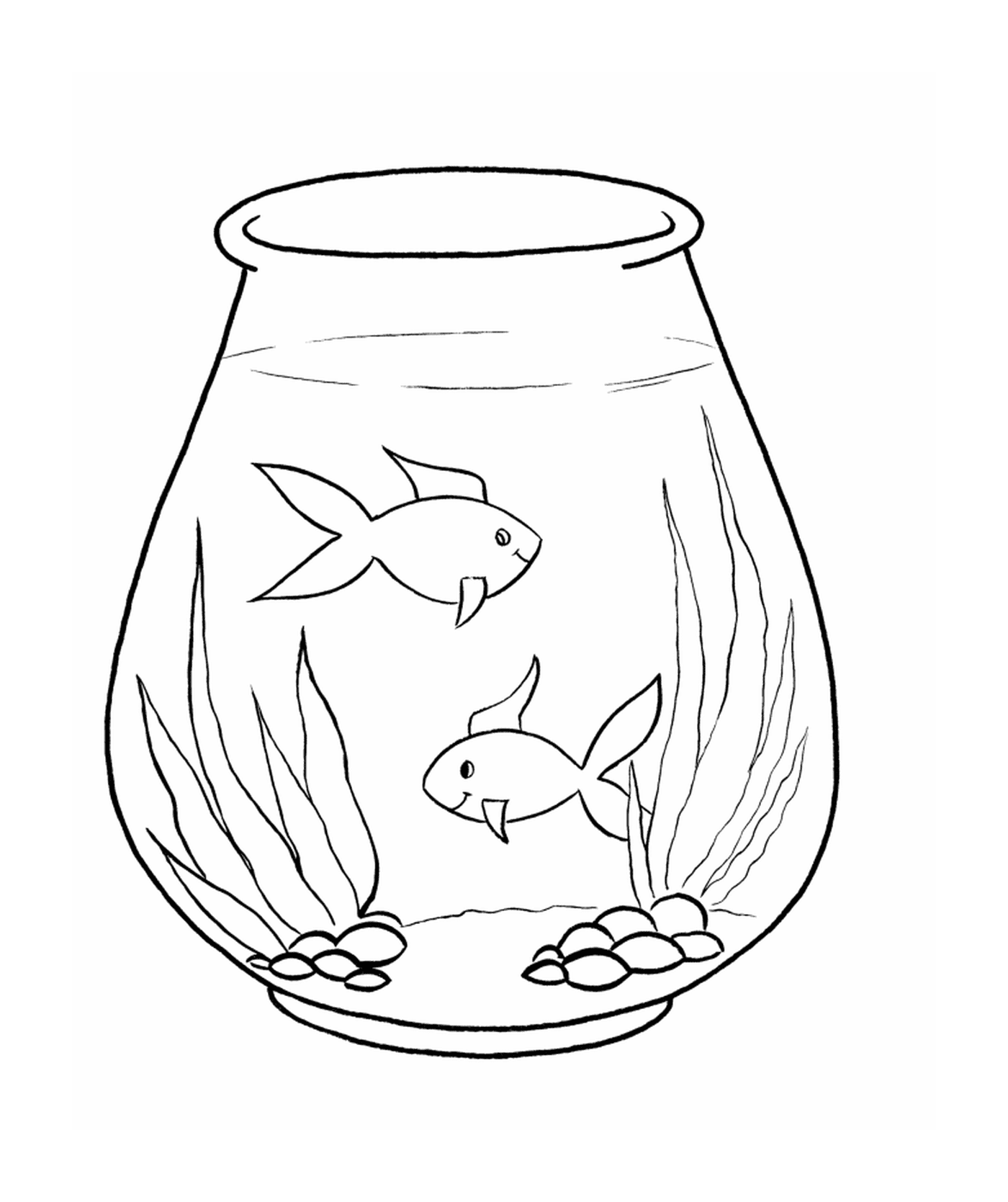  Ein Fischglas mit zwei Fischen im Inneren 