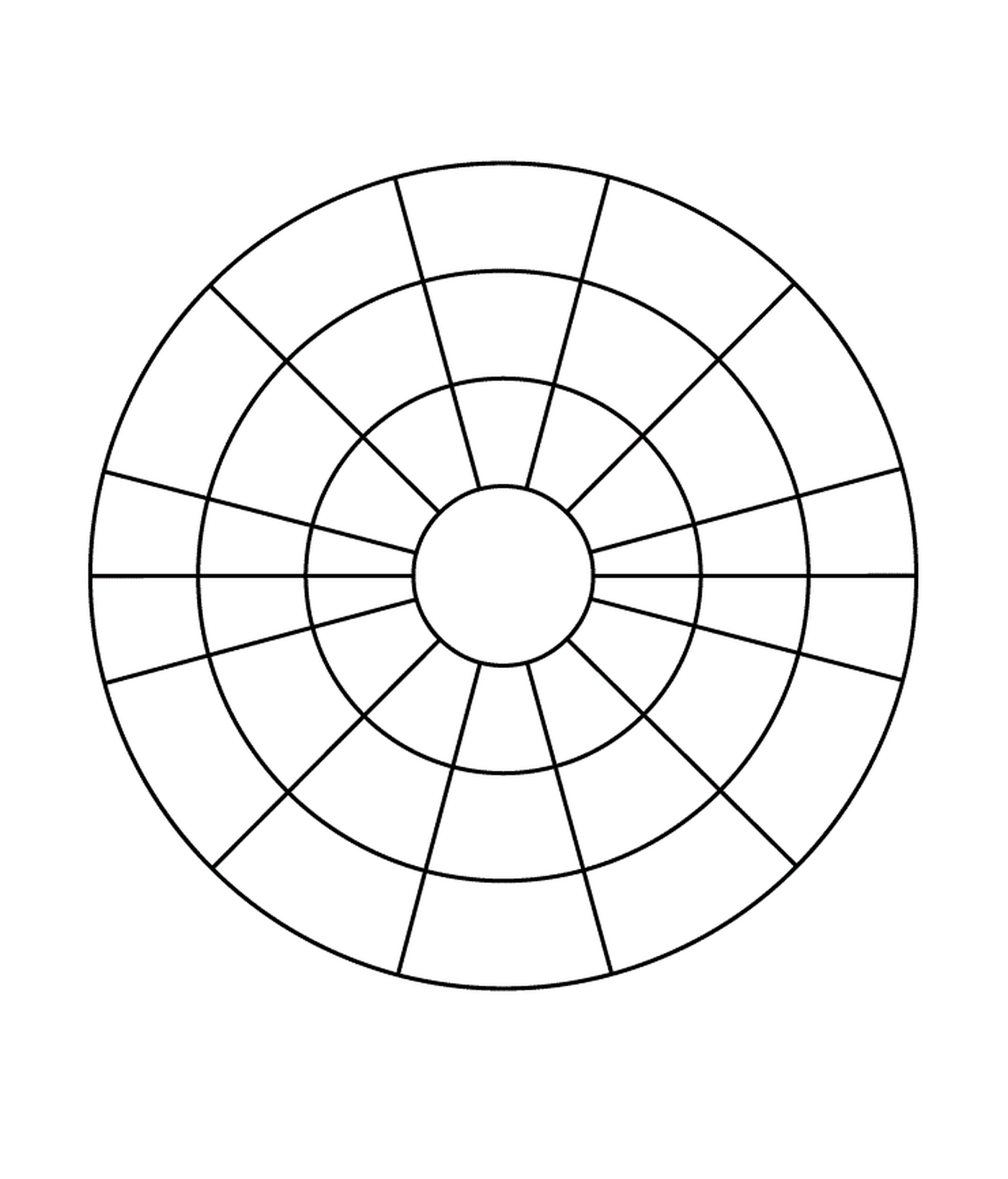  A circle divided into four sections 