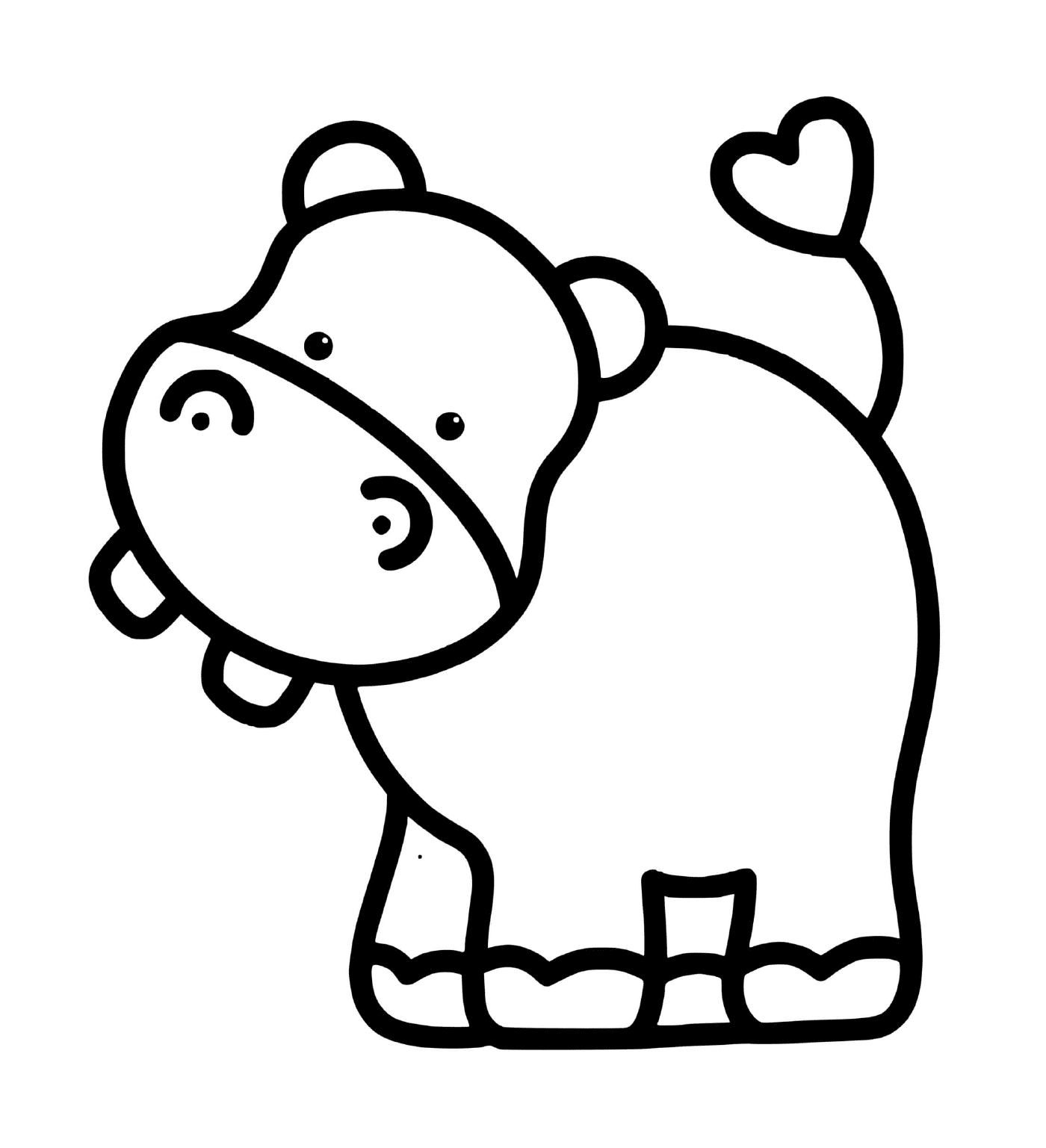  An easy to draw hippopotamus for 2-year-olds 